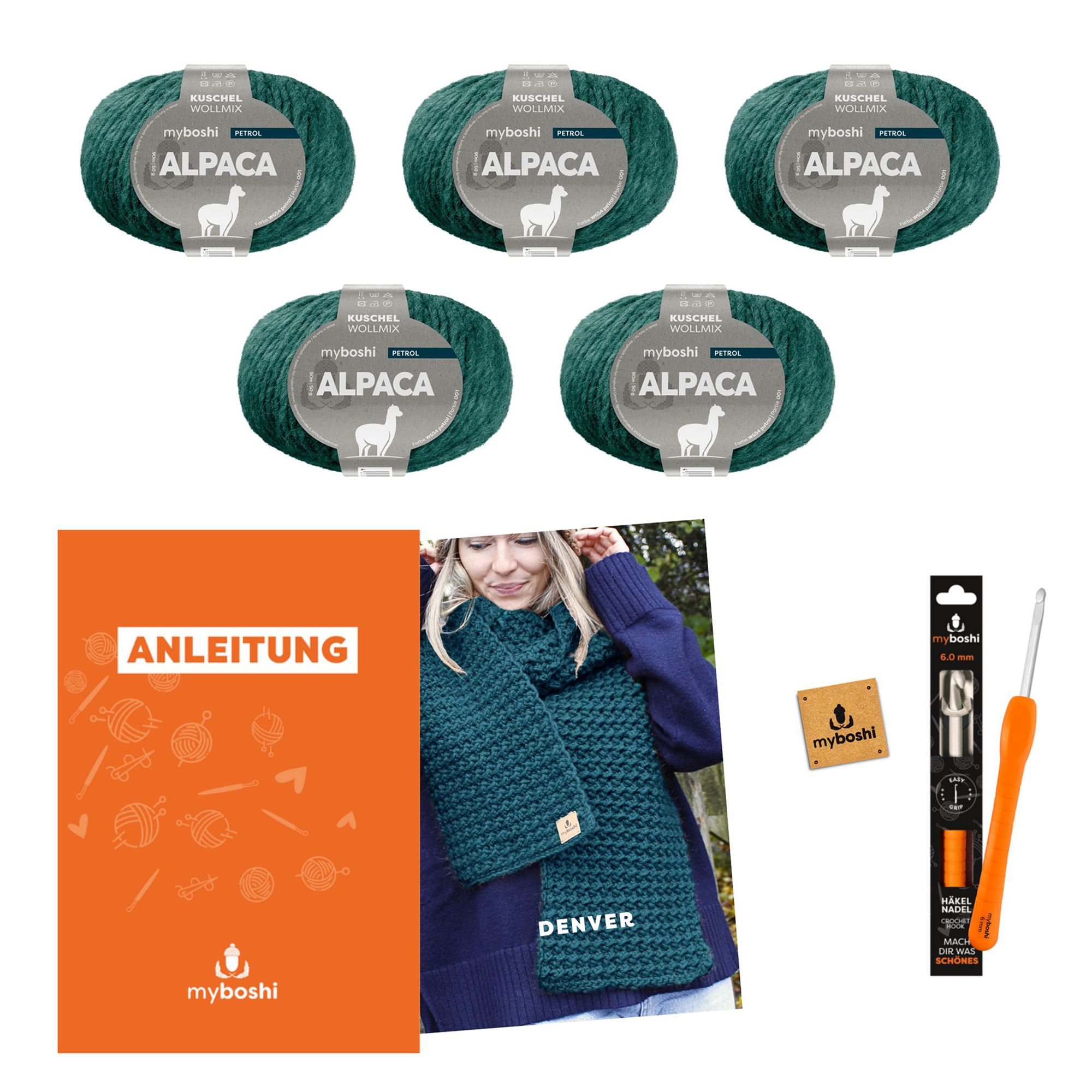 myboshi Häkel-Set Schal Denver inkl. Nadel & Wolle 7tlg.