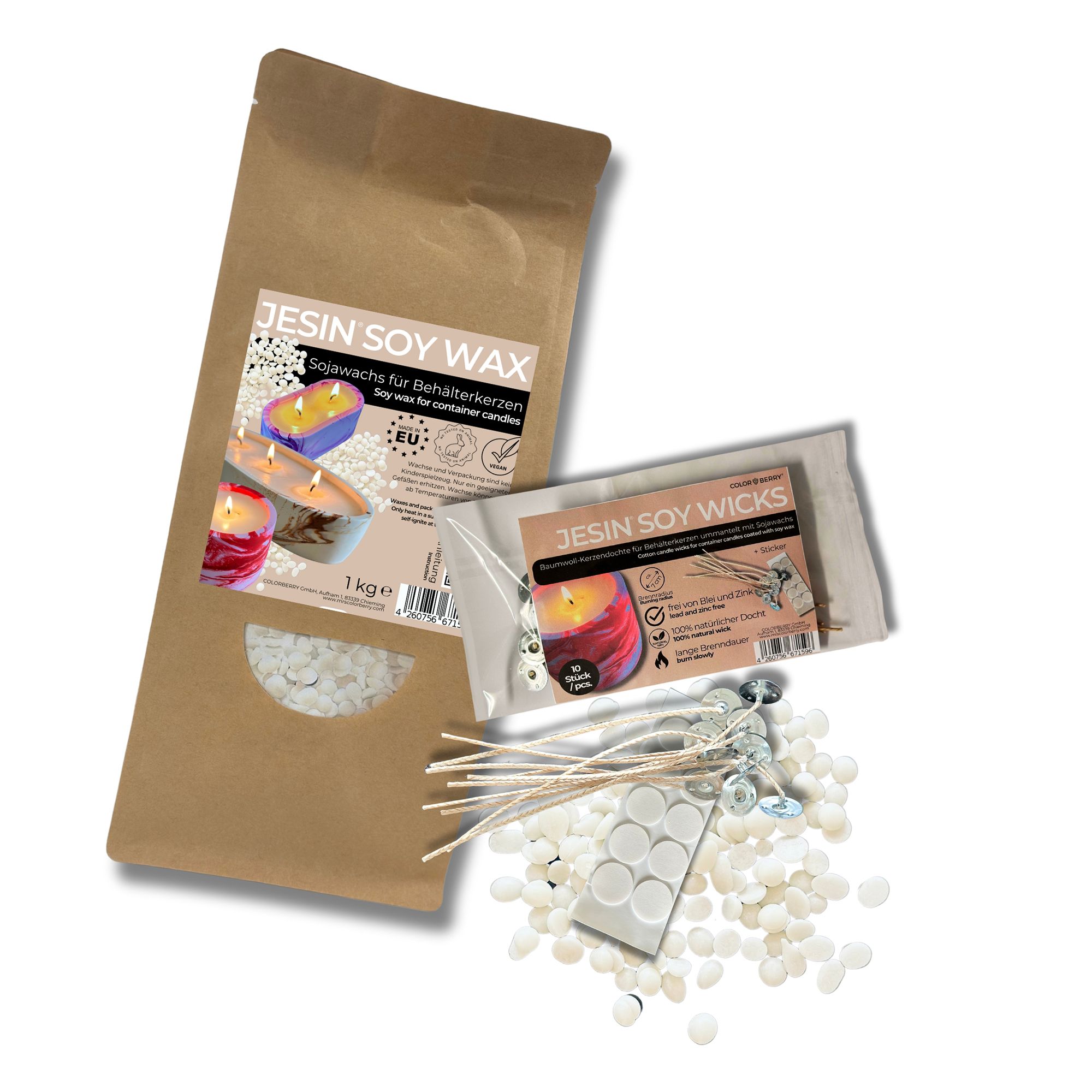 COLORBERRY Kreativ-Set Sojawachs & Baumwolldochte 21tlg.