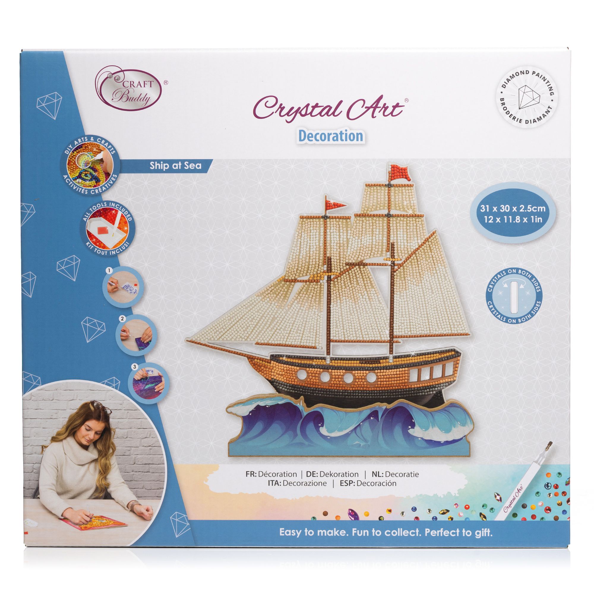 CRAFT BUDDY™ Diamond Painting-Set Segelschiff ca. 31x30x2,5cm 6tlg.