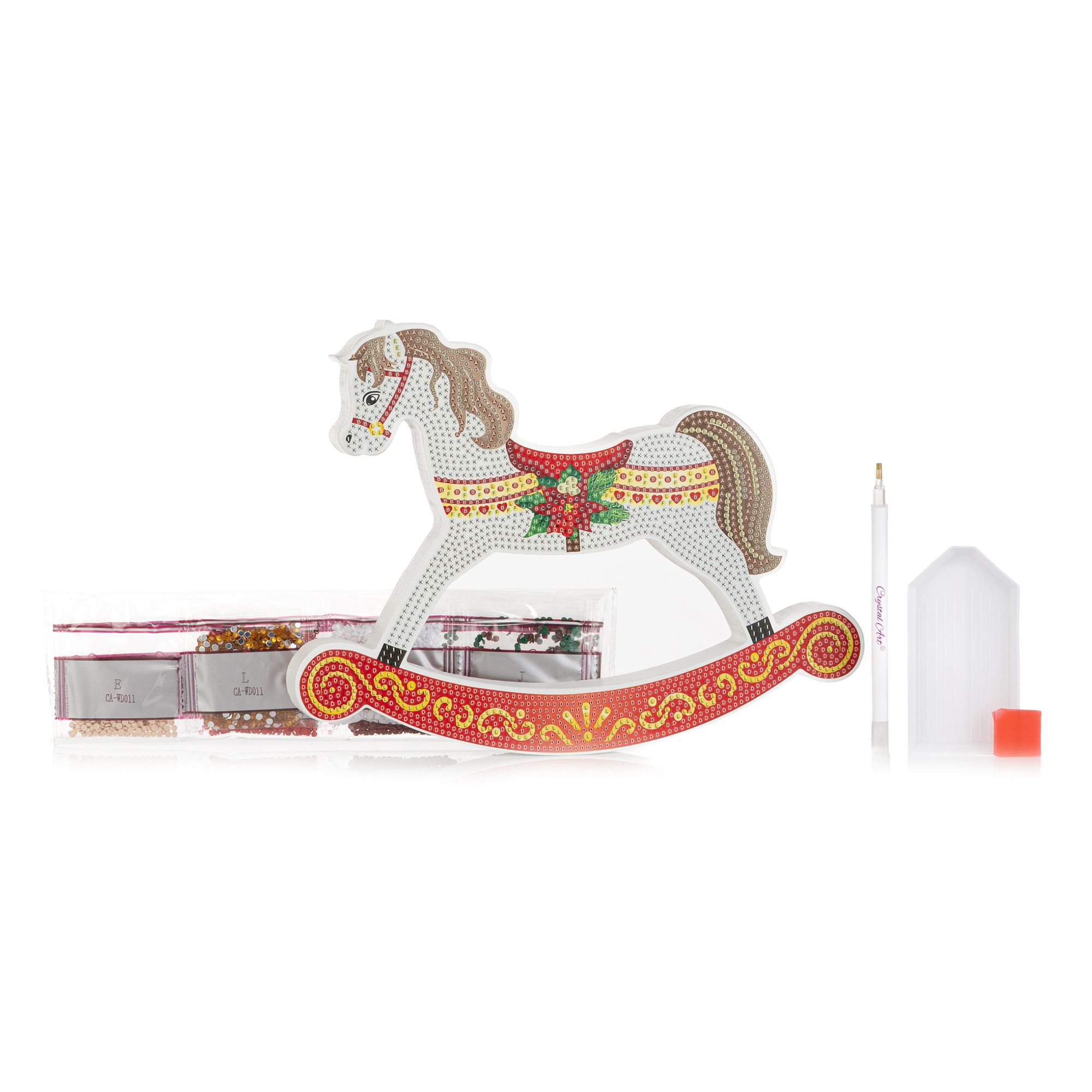 CRAFT BUDDY™ Diamond Painting-Set Schaukelpferd zum Nachlegen ca. 25x25x2,5cm, 6tlg