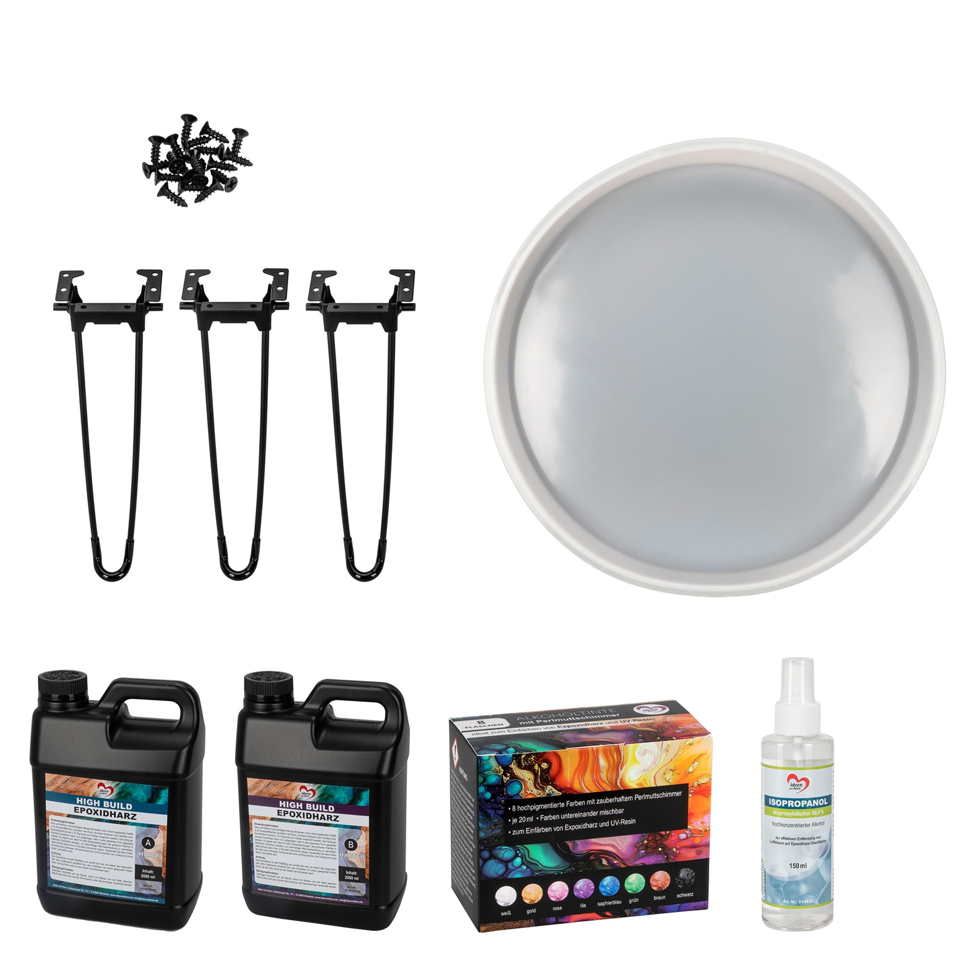 KARIN JITTENMEIER Kreativ-Set Tisch gestalten mit Epoxidharz ca. 48cm Ø, 15tlg.