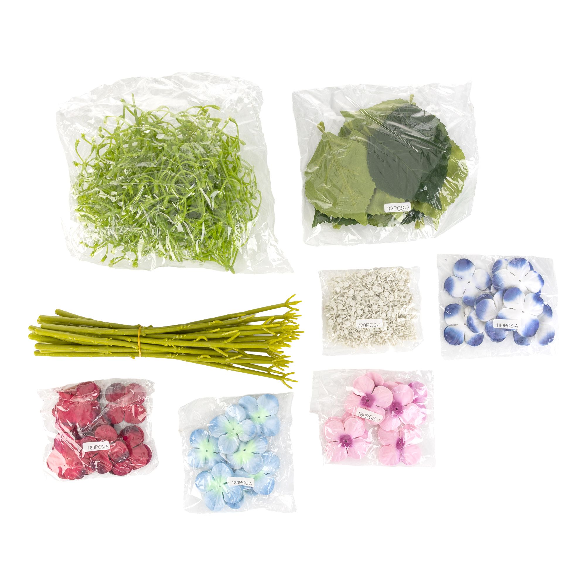 CRAFT BUDDY™ Dekofloristik-Set Hortensienblüten mit Blumenstielen 10tlg.