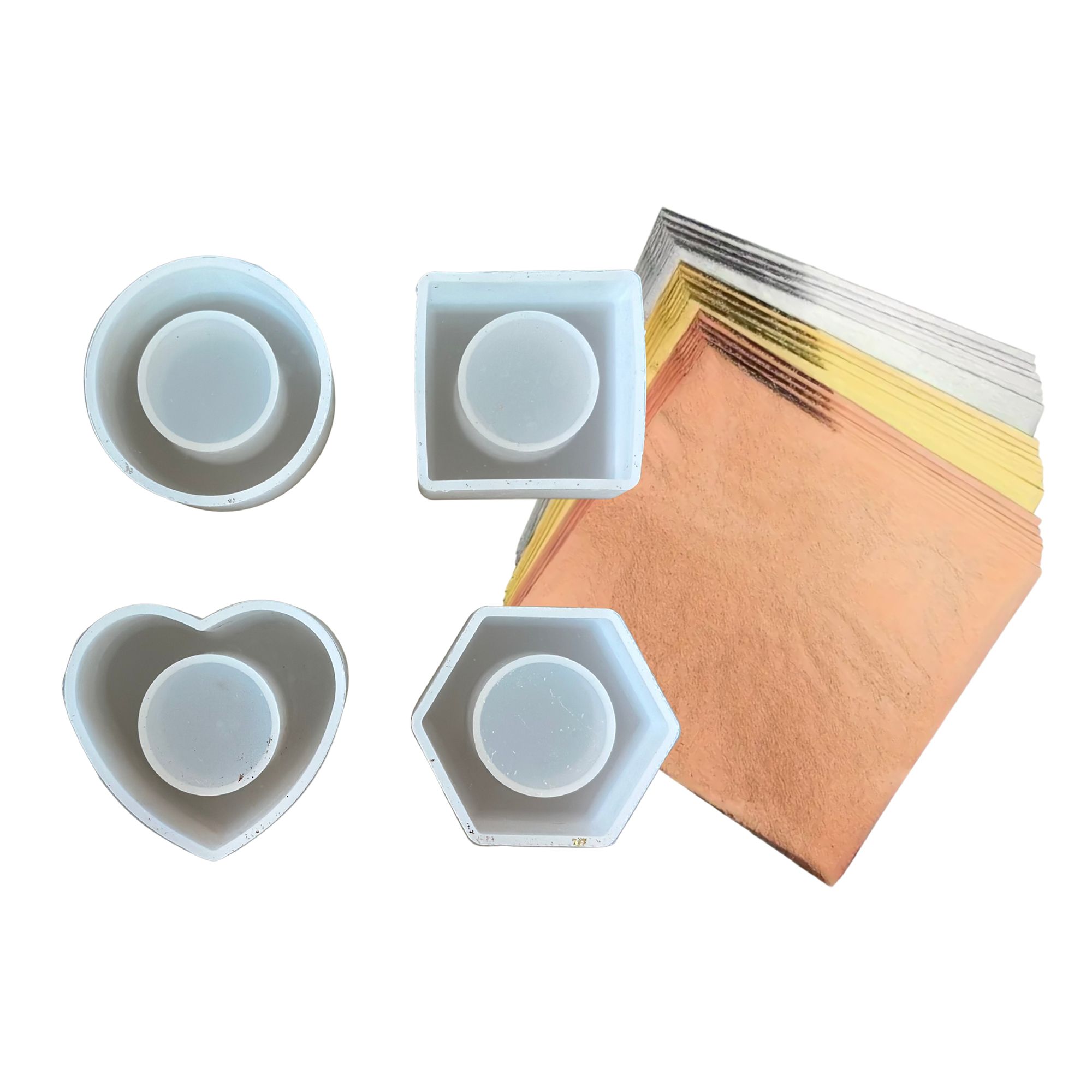 COLORBERRY Kreativ-Set Silikonformen Serviettenringe & Schlagmetall, 5tlg.