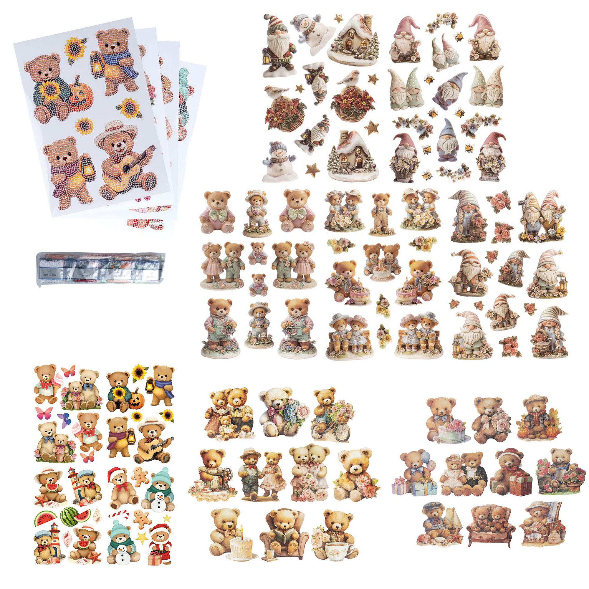 KARIN JITTENMEIER Sticker-Set Reliefsticker & Diamond Painting Sticker Teddy, 30tlg.