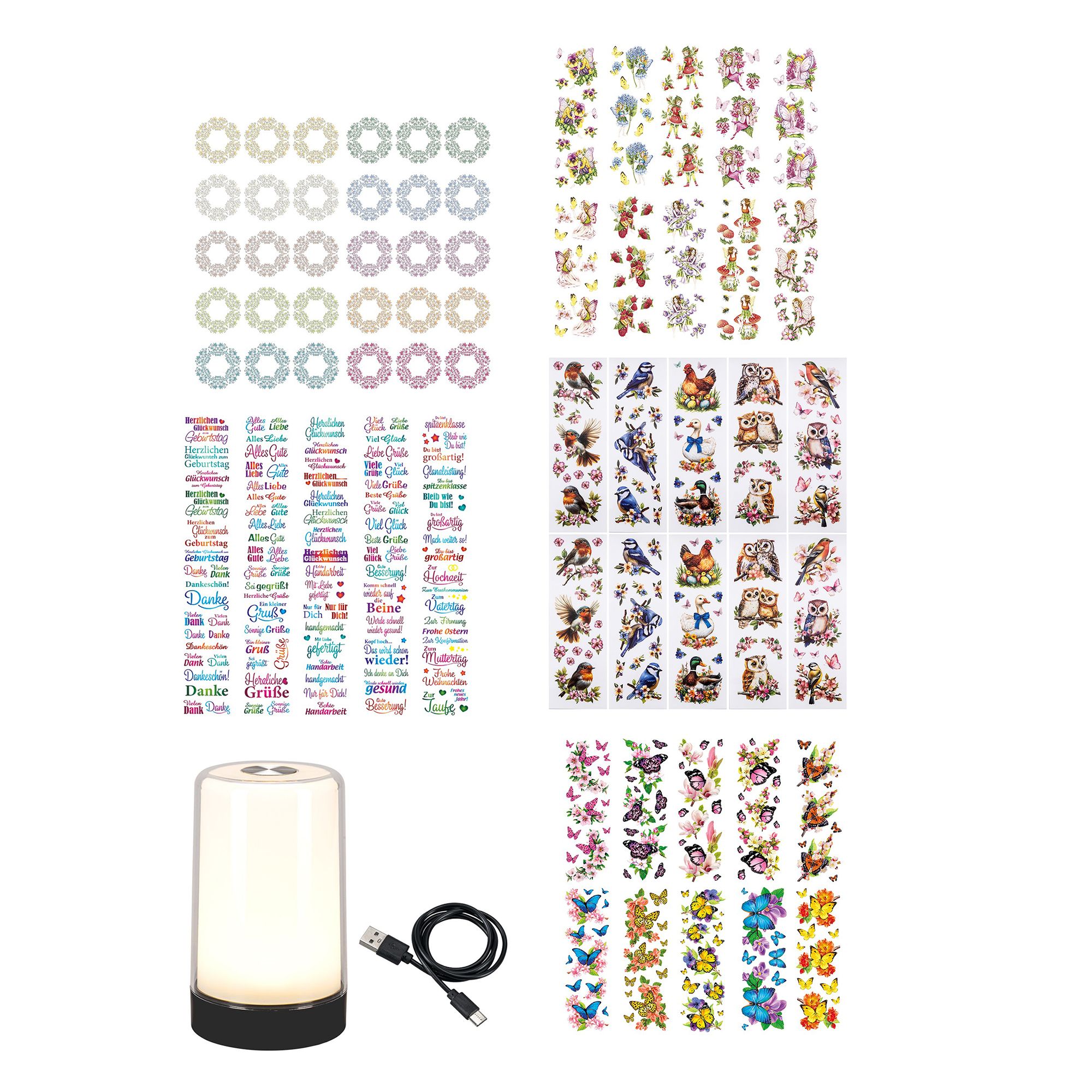 KARIN JITTENMEIER Kreativ-Set LED Tischlampe & Transparentsticker 52tlg.