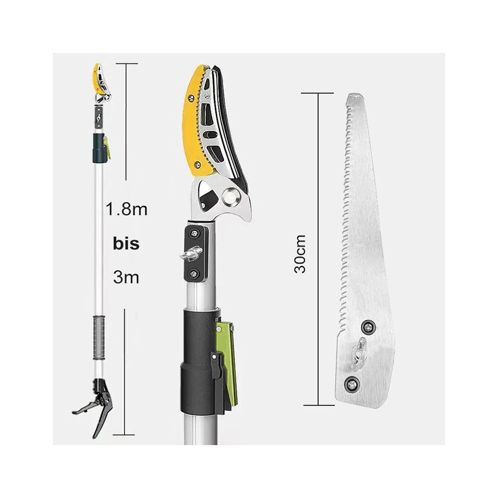 BARICUS Hochentaster inkl. Sägeblatt ausziehbar 1,8-3m 5J.Herstellergarantie