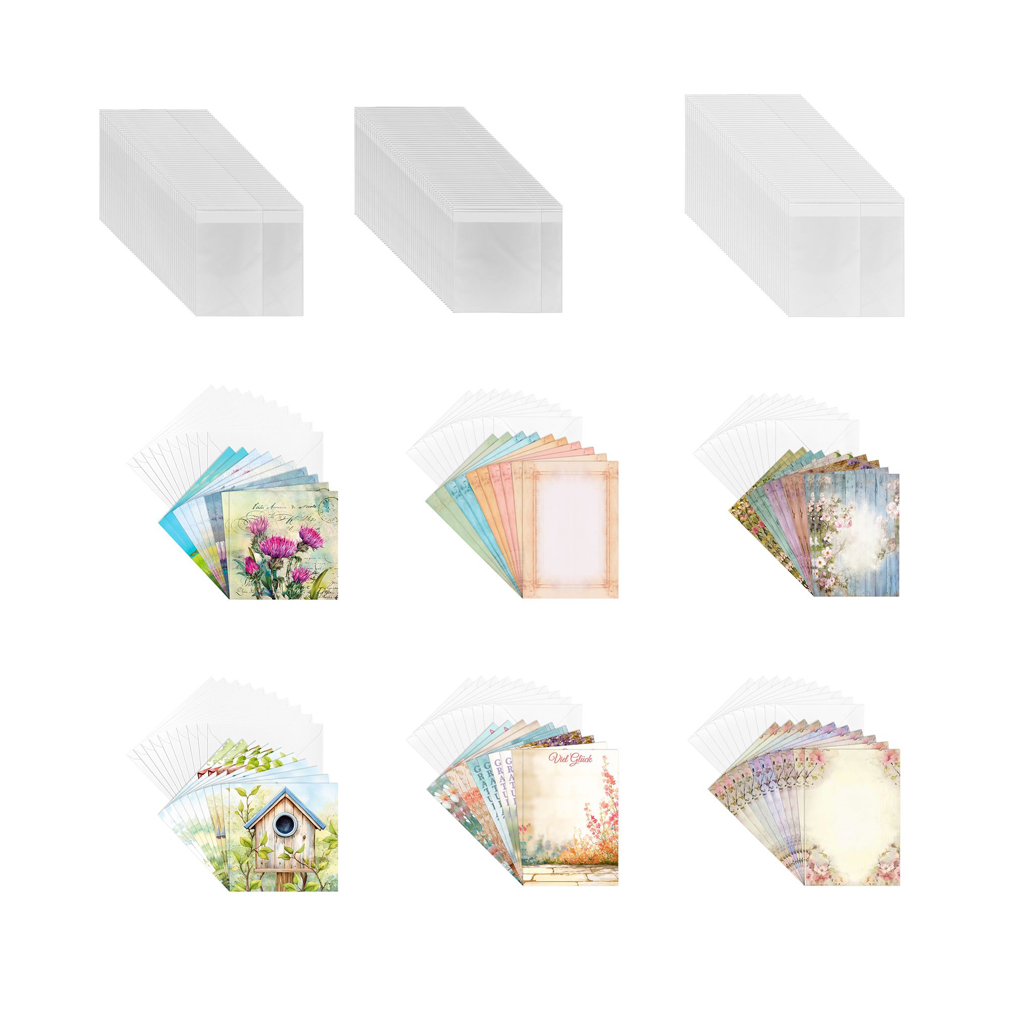 KARIN JITTENMEIER Grußkarten-Set Motiv-Karten & Klarsichthüllen 420tlg.