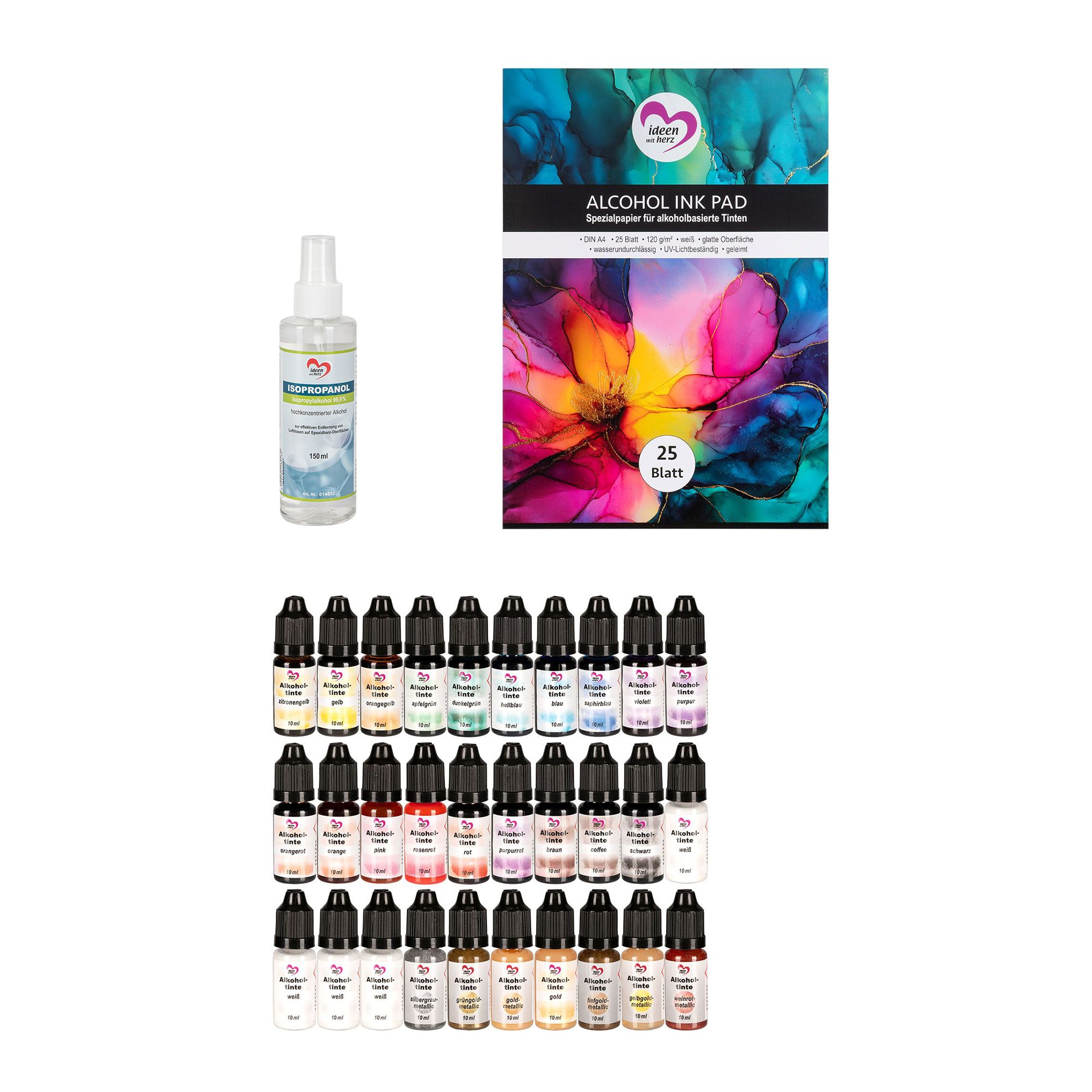 KARIN JITTENMEIER Kreativfarben-Set Alkoholtinte & Isopropanol 32tlg.