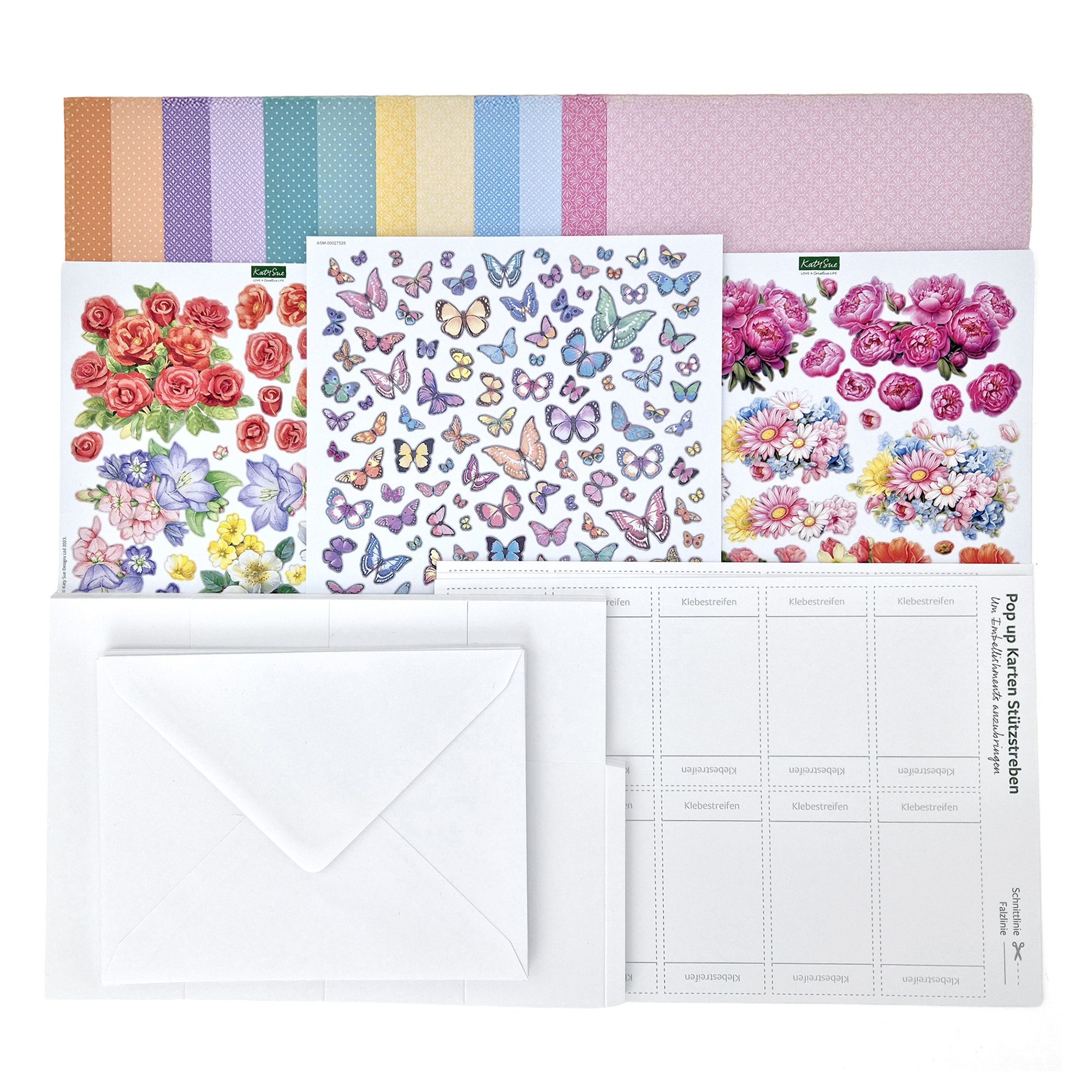 KATY SUE Grußkarten-Set Pop-up Boxen inkl. Stanzbogen 56tlg.