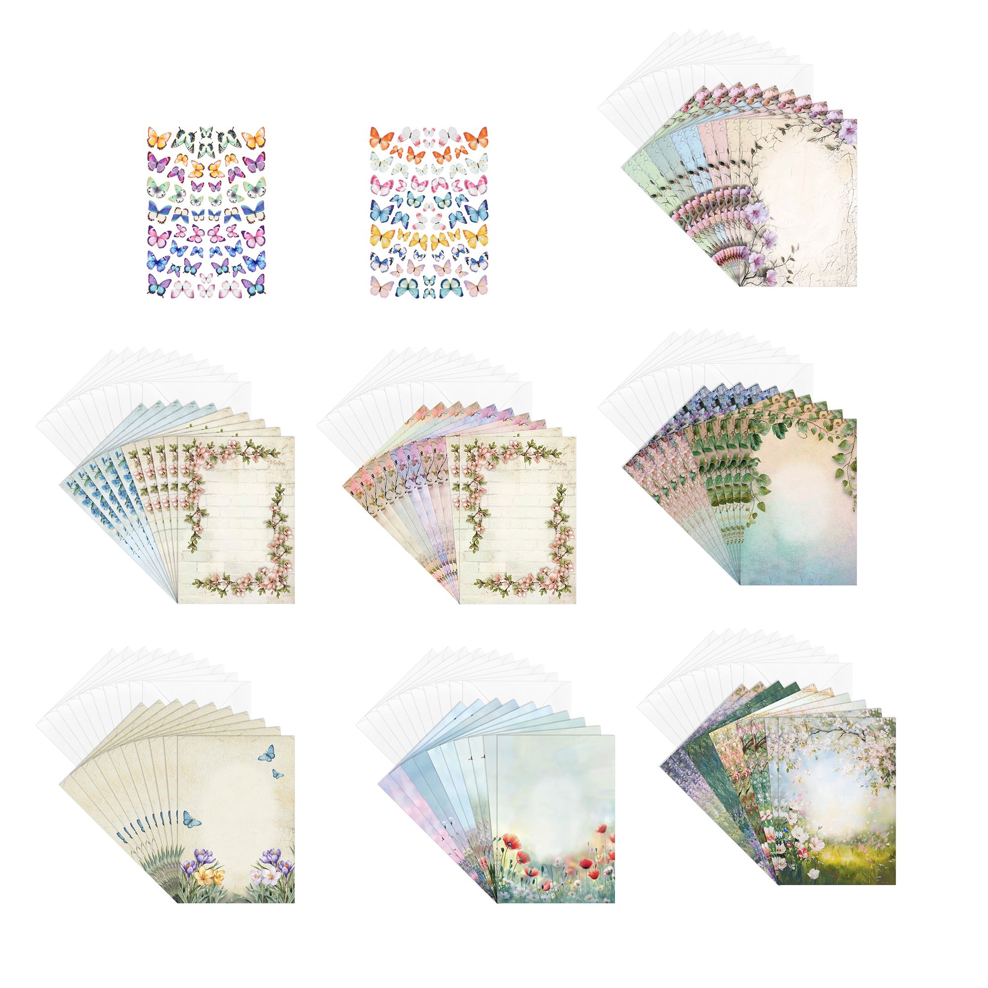 KARIN JITTENMEIER Grußkarten-Set 70 Motivkarten & 3D-Reliefsticker 142tlg.