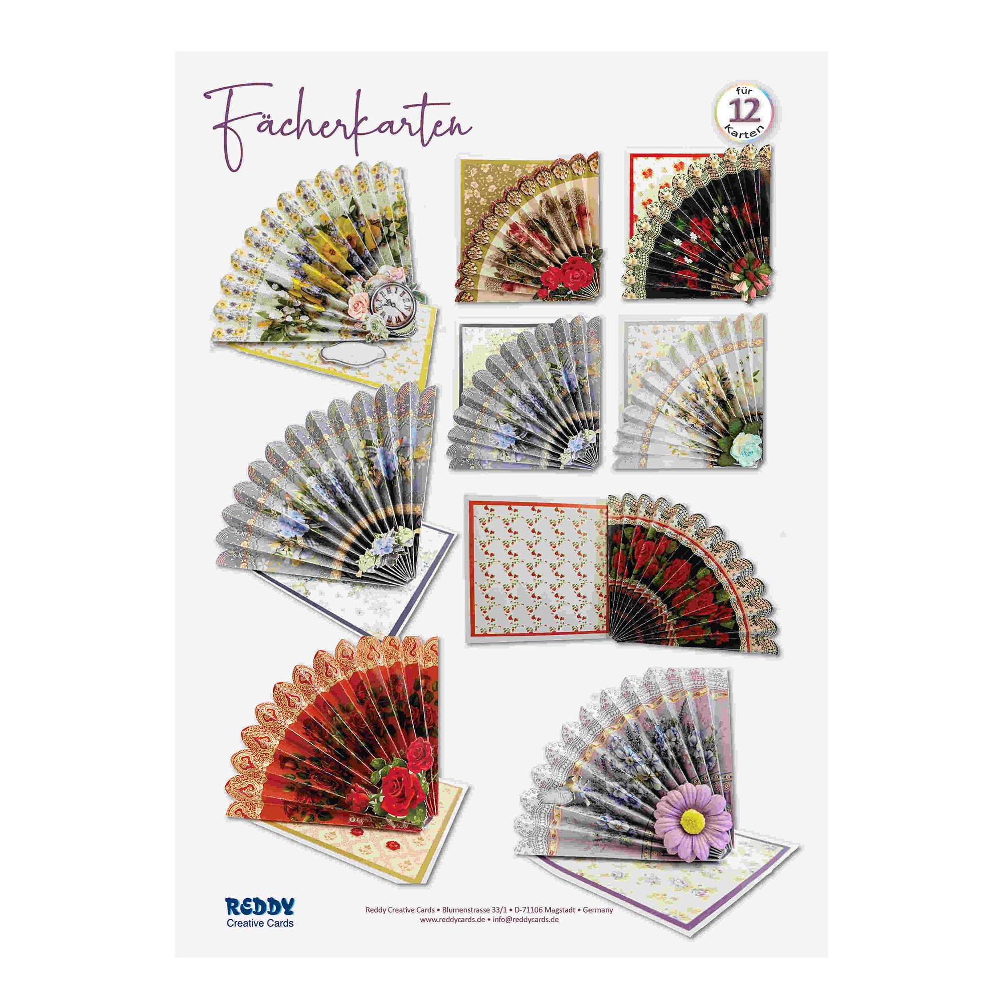 REDDY Grußkarten-Set Fächerkarten Blumen 51tlg.