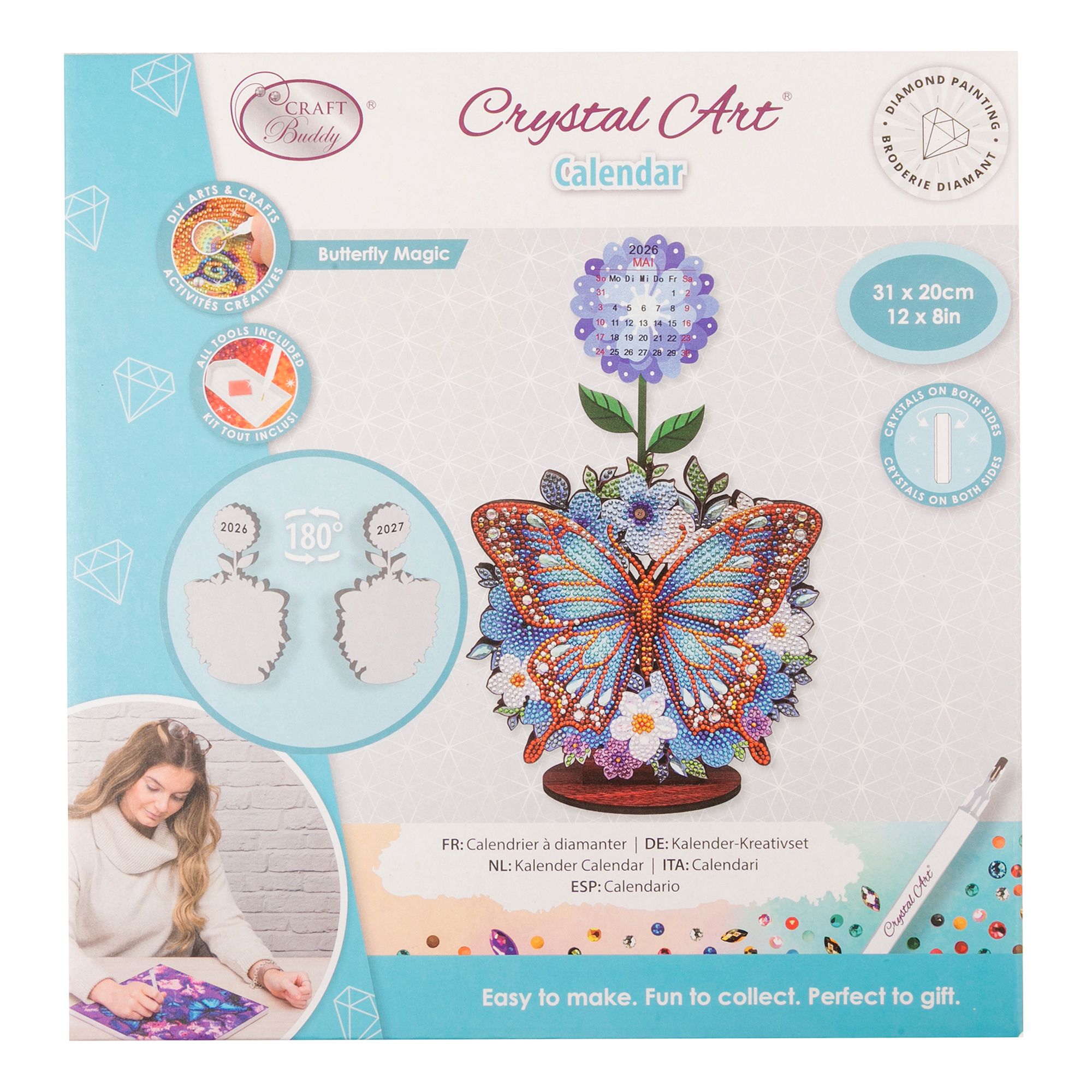 CRAFT BUDDY™ Diamond Painting-Set Kalender 2026 & 2027 18tlg.