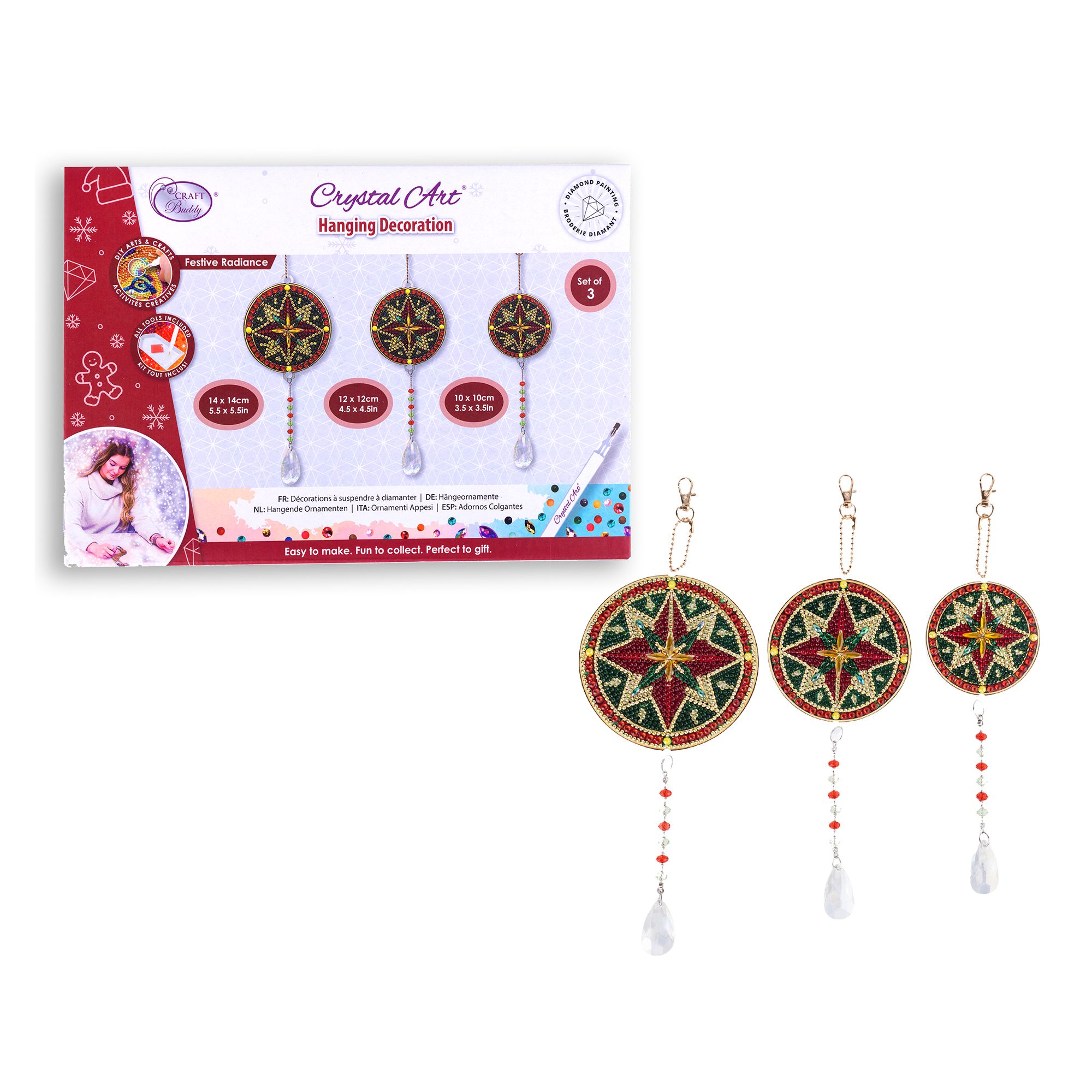CRAFT BUDDY™ Diamond Painting Weihnachtsornamente zum aufhängen 8tlg.