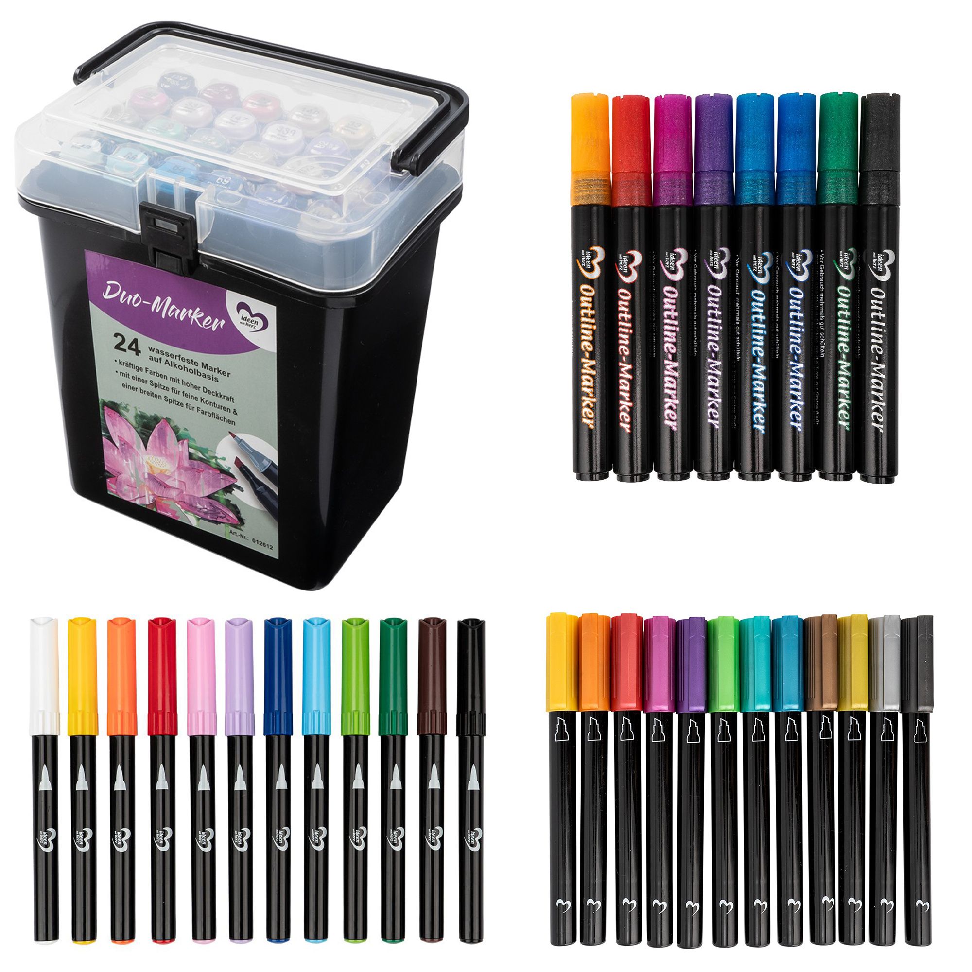 KARIN JITTENMEIER Kreativfarben-Set Metallic- & Duo Marker 56tlg.