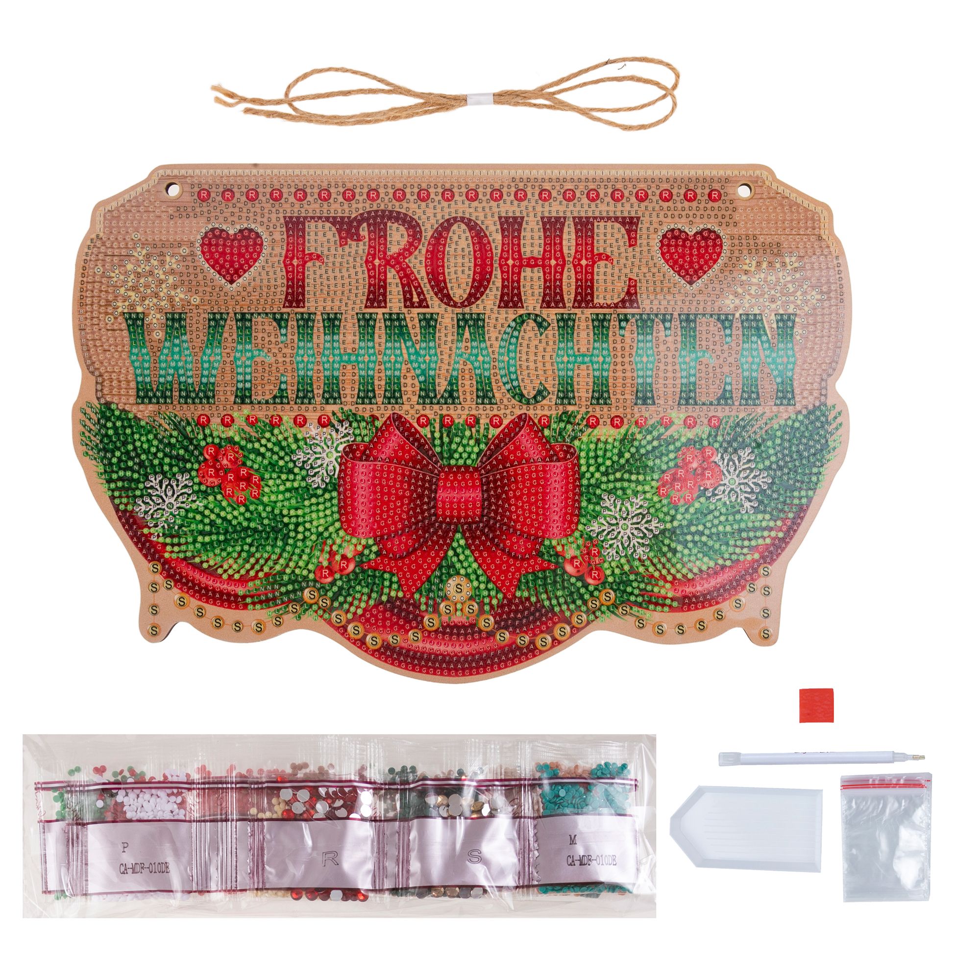 CRAFT BUDDY™ Diamond Painting Frohe Weihnachten Schild, ca. 30x20cm aus