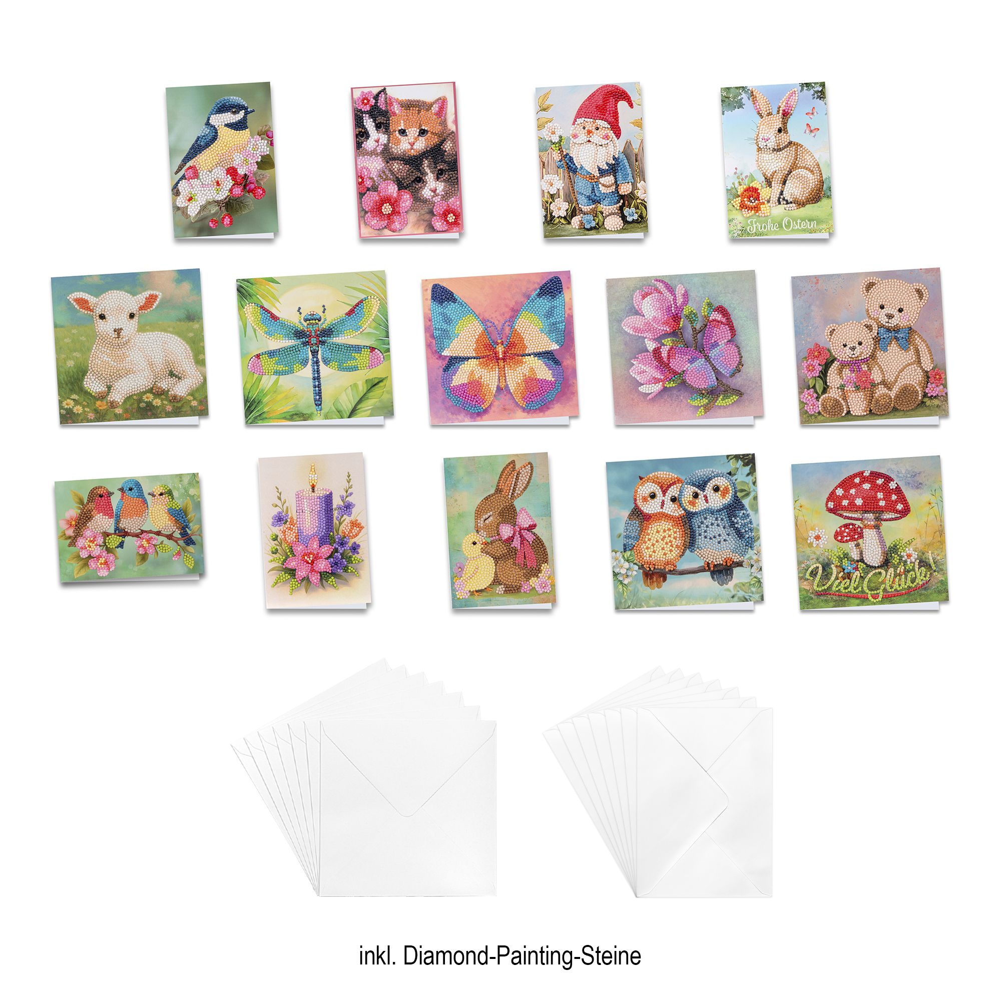 KARIN JITTENMEIER Diamond Painting Grußkarten-Set verschiedene Formate 29tlg.