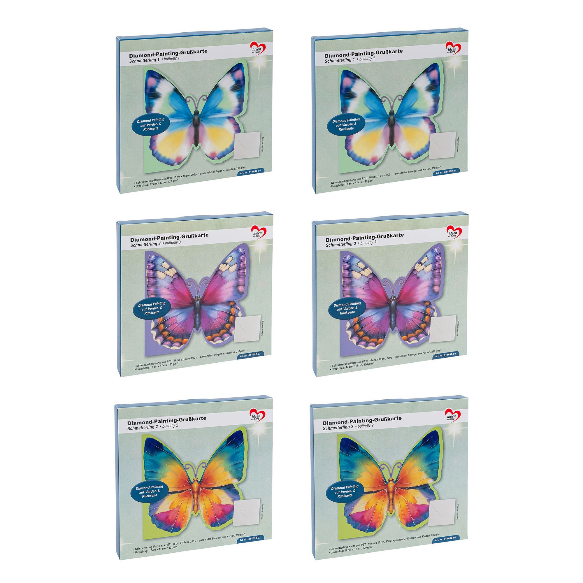 KARIN JITTENMEIER Diamond Painting-Set Grußkarten Schmetterling 24tlg.