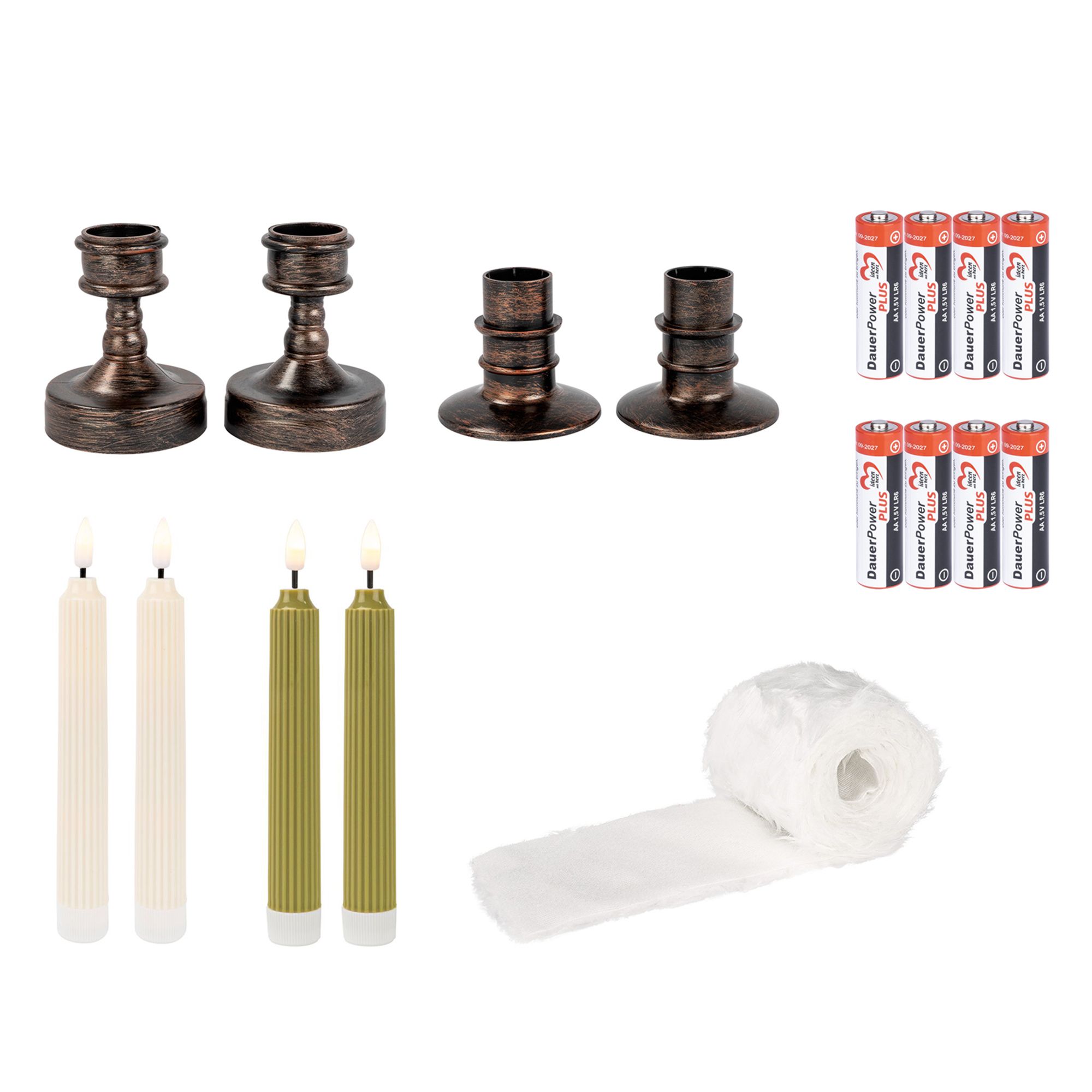 KARIN JITTENMEIER Kreativ-Set LED-Stabkerzen & Kunstfellband 17tlg.