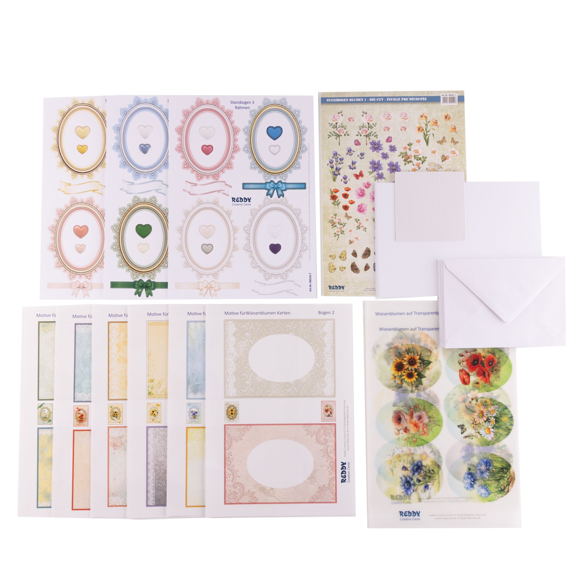 REDDY Grußkarten-Set Wiesenblumen inkl. Stanzbogen 31tlg.
