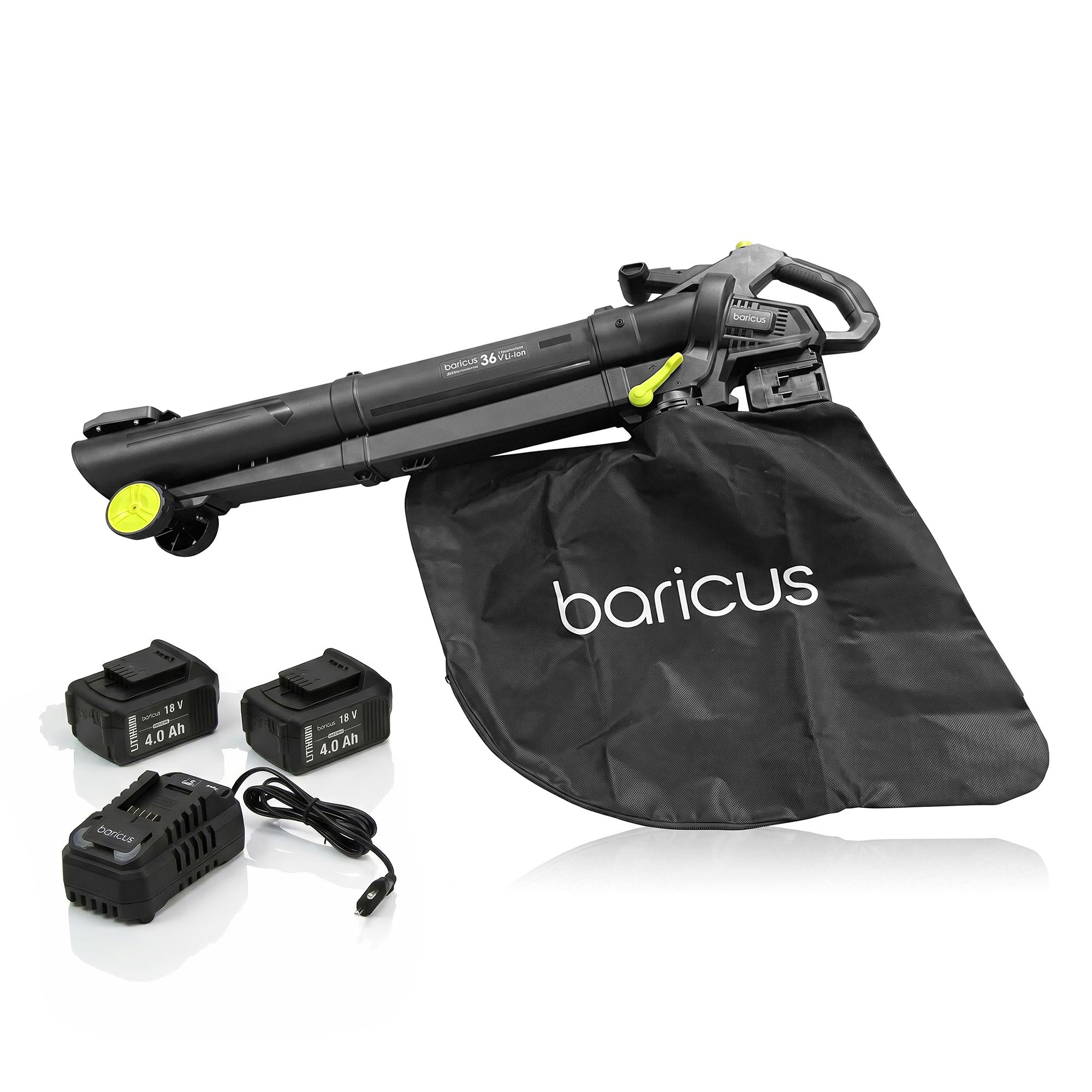 BARICUS Akku-Laubbläser & Sauger 2x 18V mit 35L Auffangsack 5J.Herstellergarantie