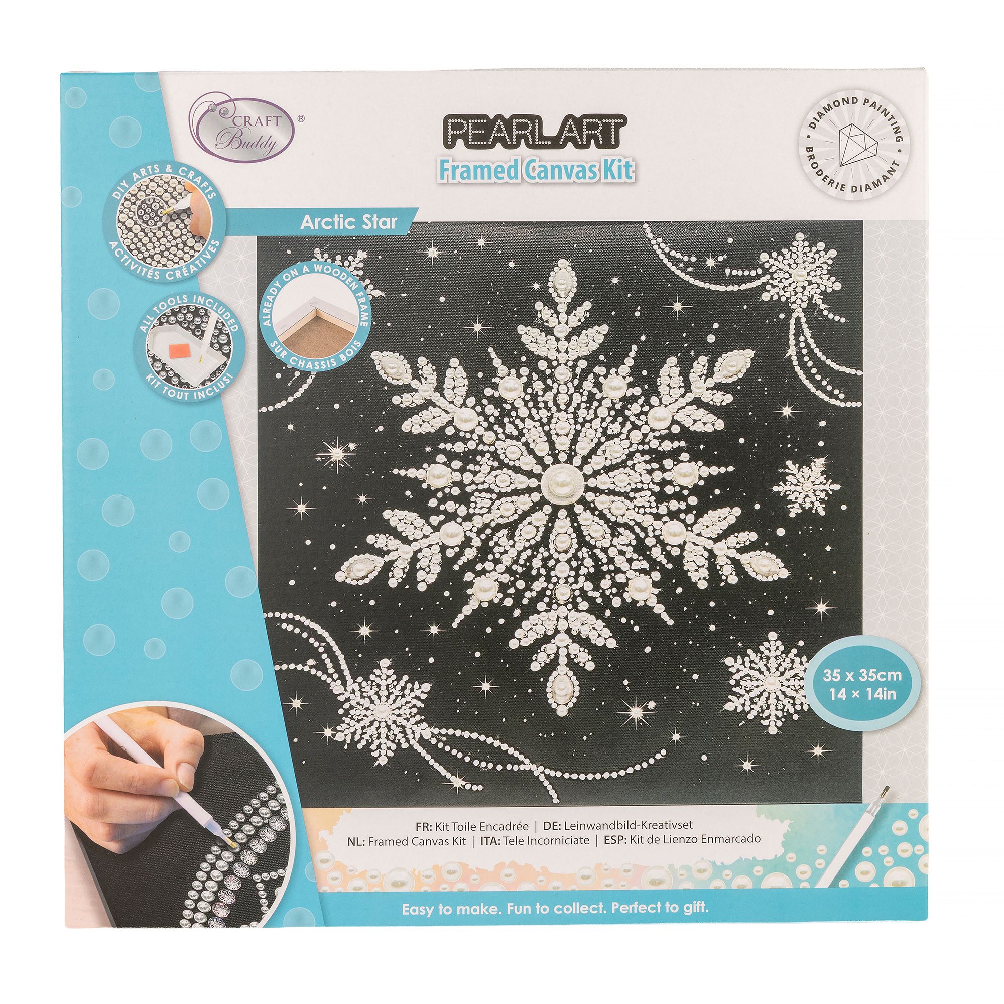 CRAFT BUDDY™ Diamond Painting-Set Bild 35x35cm auf Keilrahmen mit Halbperlen, 5tlg.