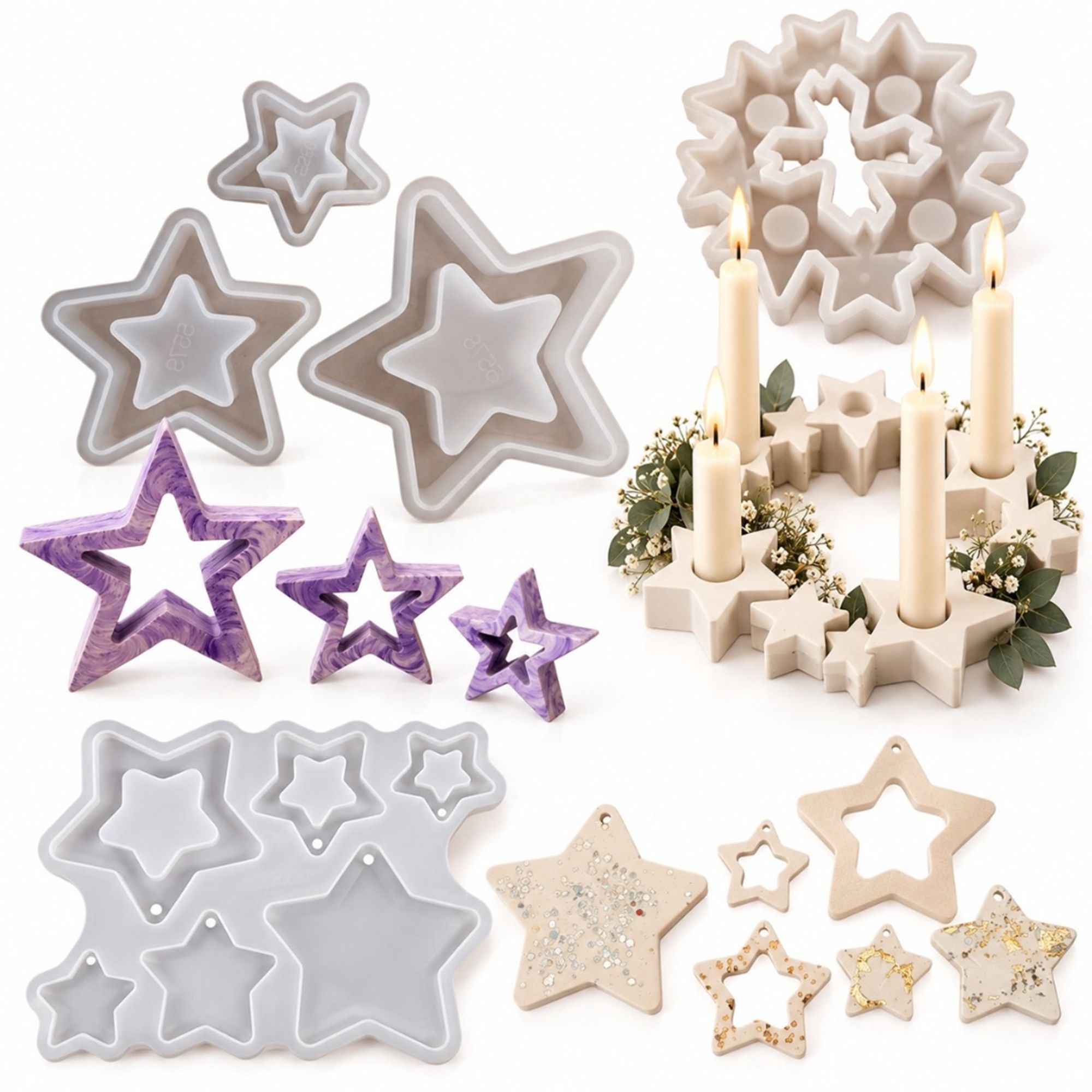 COLORBERRY Kreativ-Set Silikonformen Sterne 5tlg.