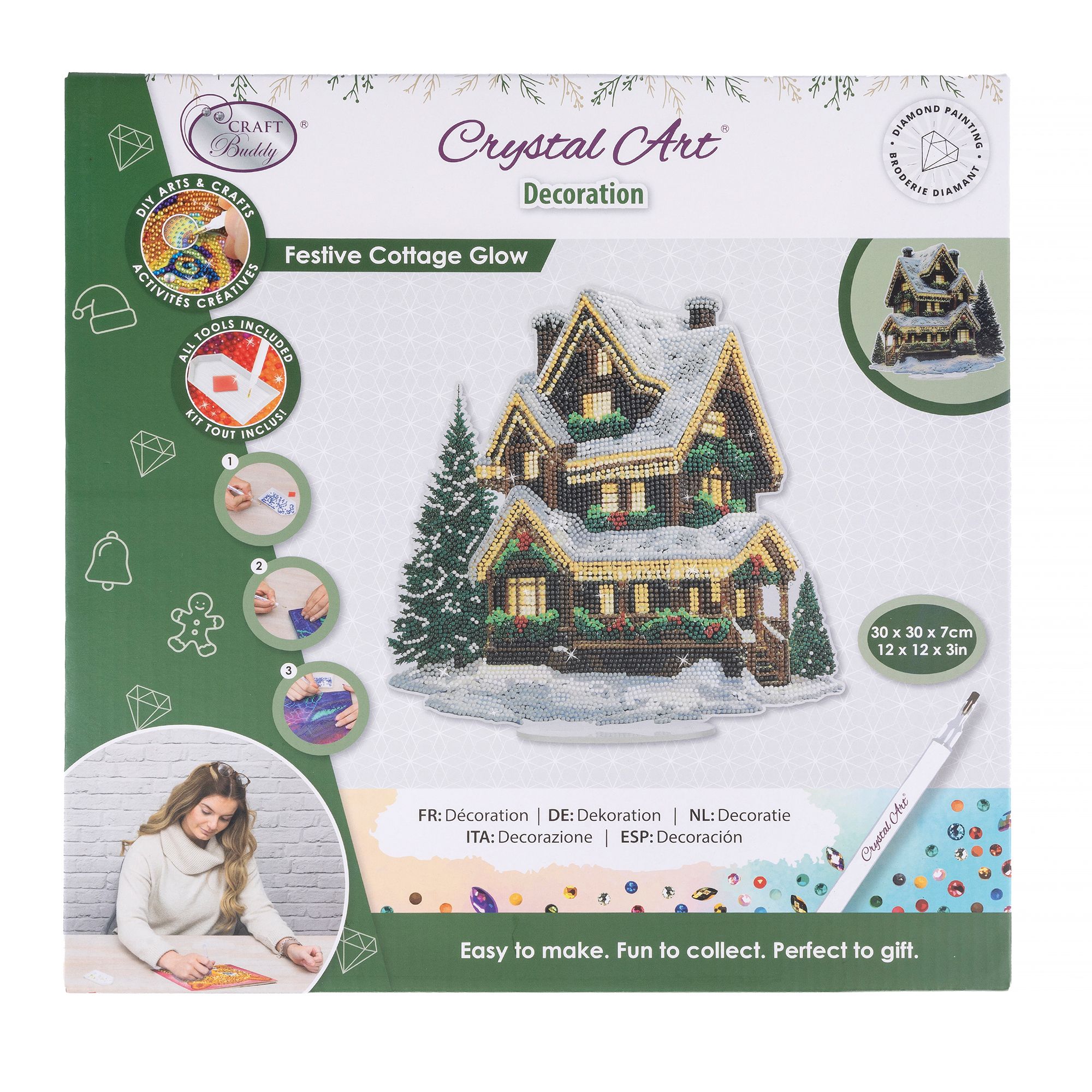 CRAFT BUDDY™ Diamond Painting weihnachtliches Haus ca. 30x30cm 5tlg.