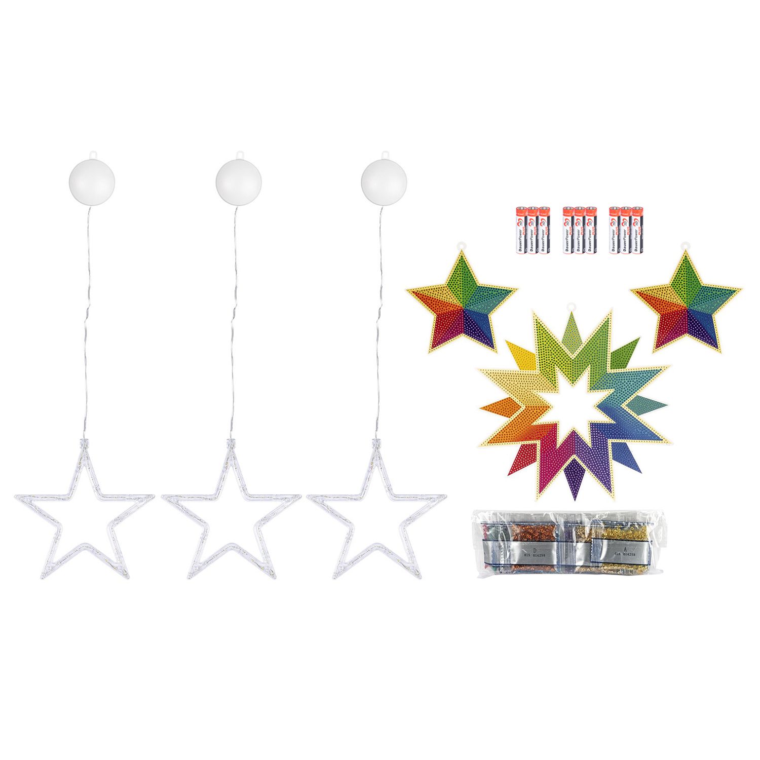 KARIN JITTENMEIER Kreativ-Set Stern Rahmen & Diamond Painting Sterne, 16tlg.