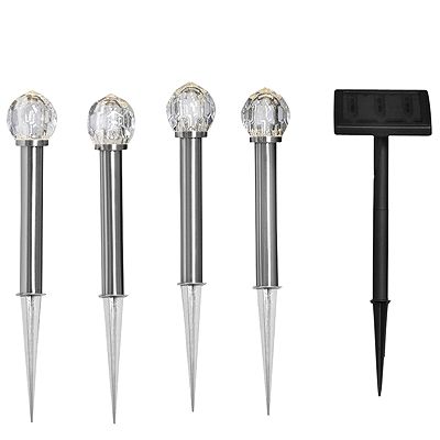 SOLITHIA Solarleuchten facettierte Form kaltweiße LEDs H. ca. 36cm, 4