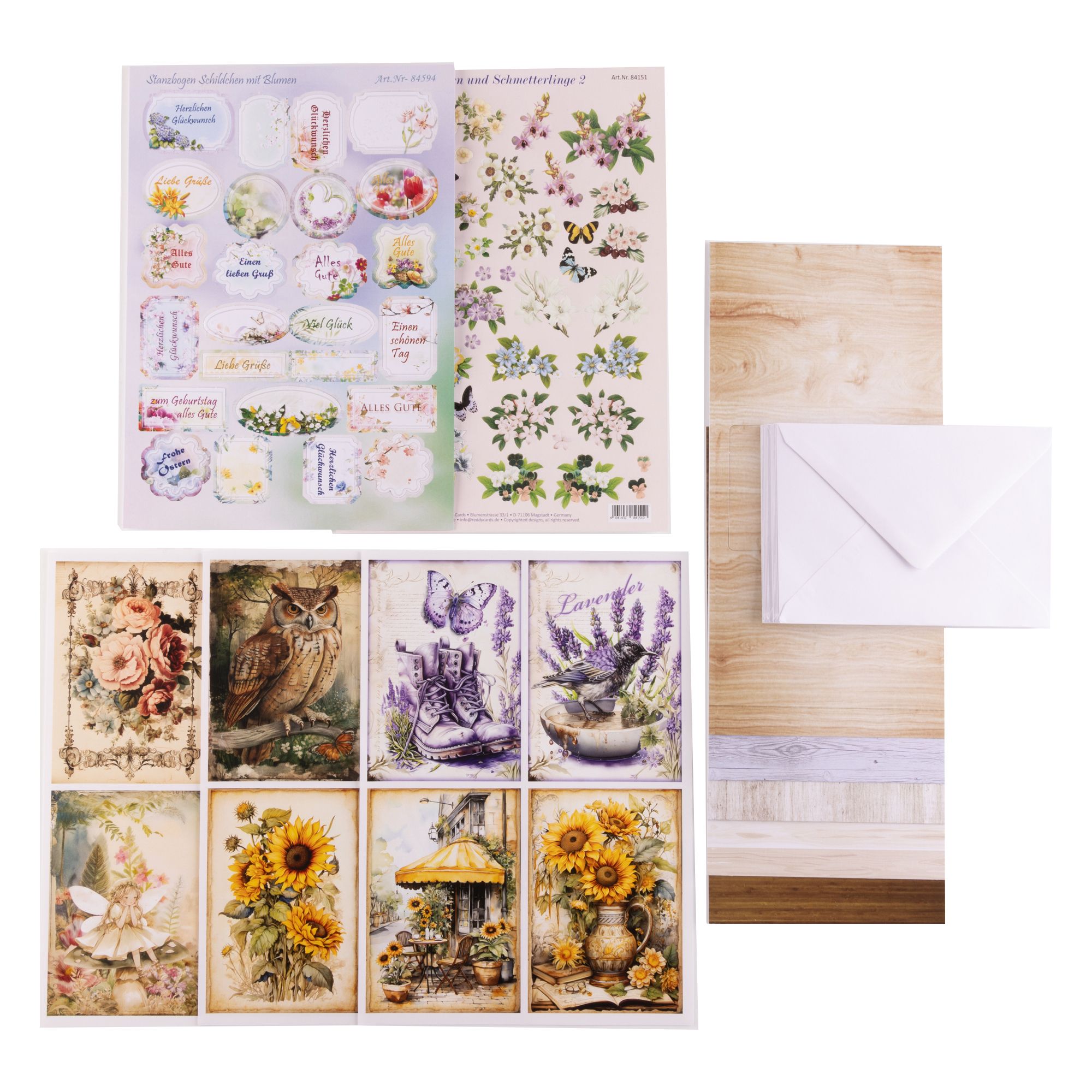 REDDY Grußkarten-Set Blumenszenen inkl. Stanzbogen 37tlg.