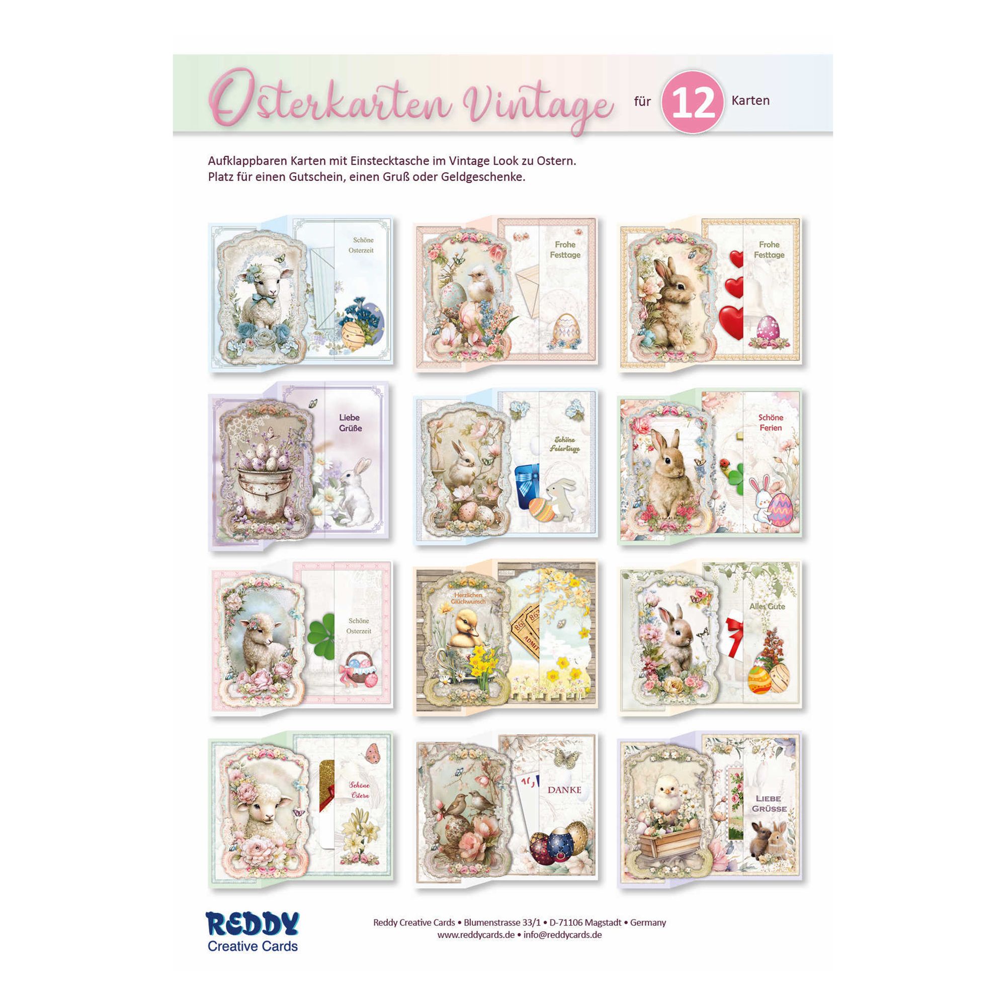 REDDY Grußkarten-Set Ostern Sepia inkl. Stanzbogen 41tlg.