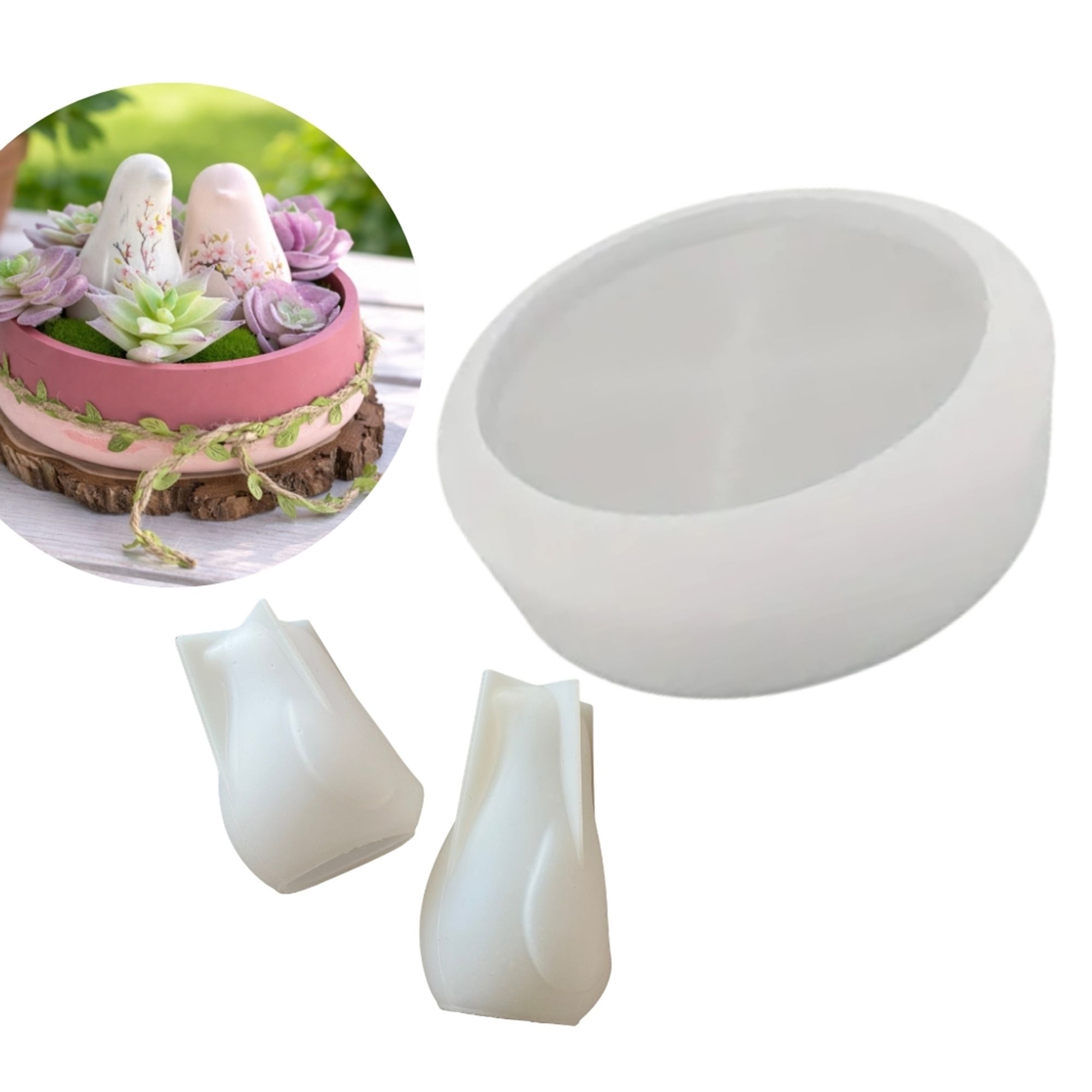 COLORBERRY Kreativ-Set Silikonformen Schale mit Vögeln 3tlg.