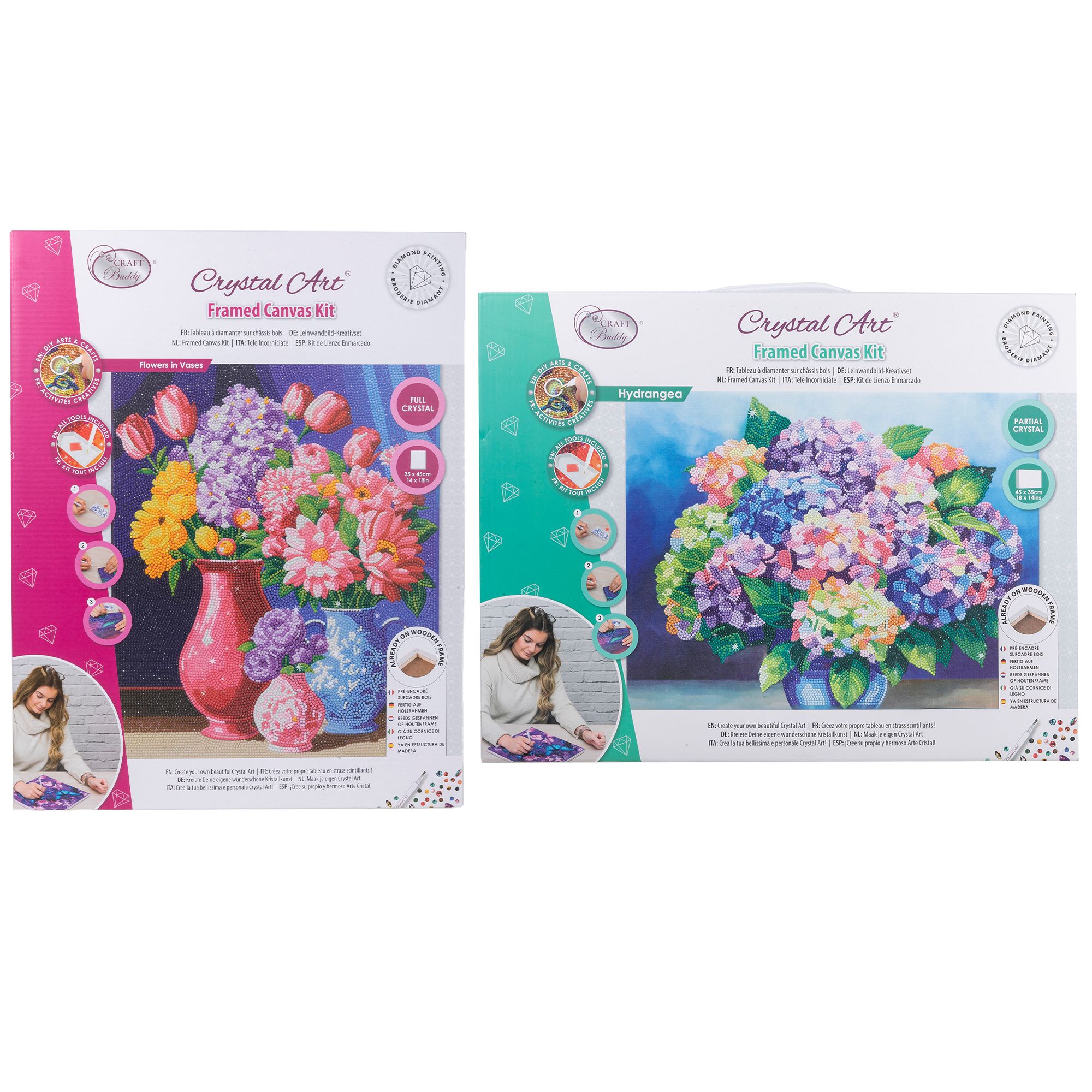 CRAFT BUDDY™ Diamond Painting 2 Bilder 35x45cm auf Keilrahmen zum Nachlegen, 11tlg.