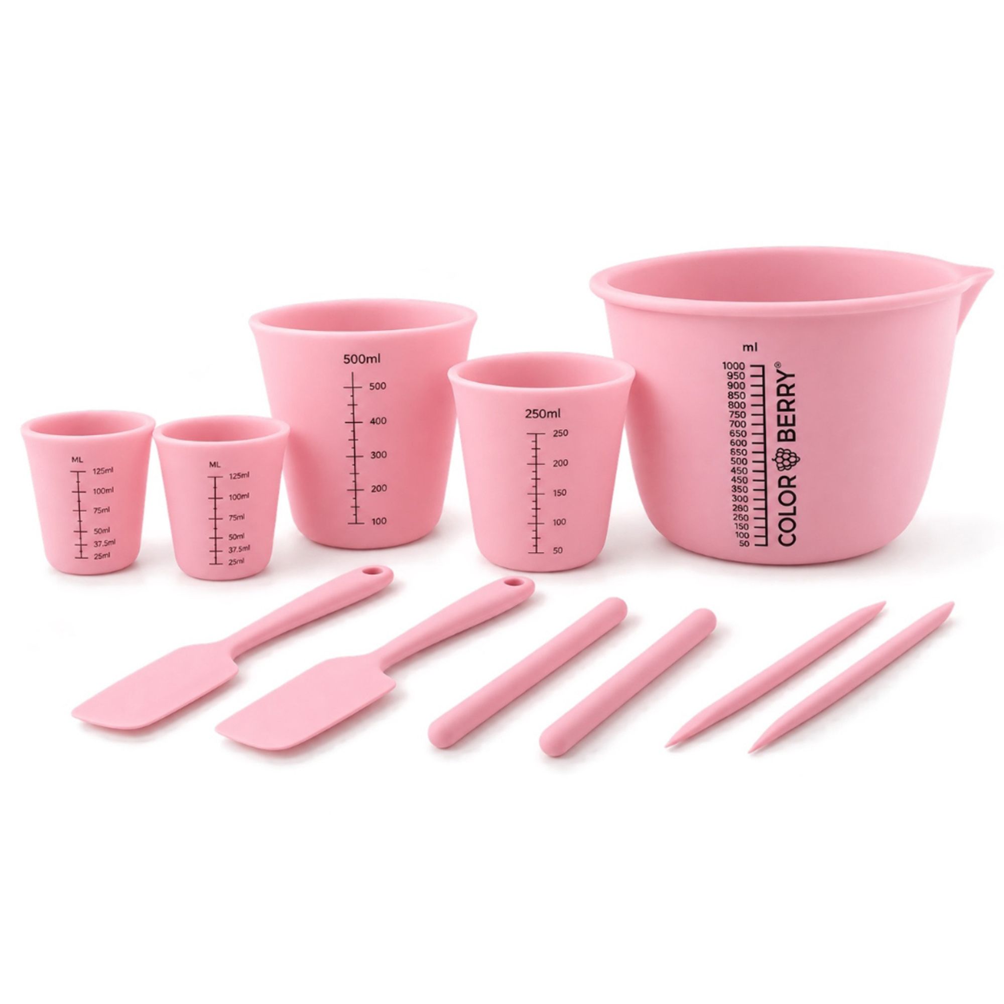 COLORBERRY Kreativ-Set Silikonbecher & Rührstäbchen 11tlg.