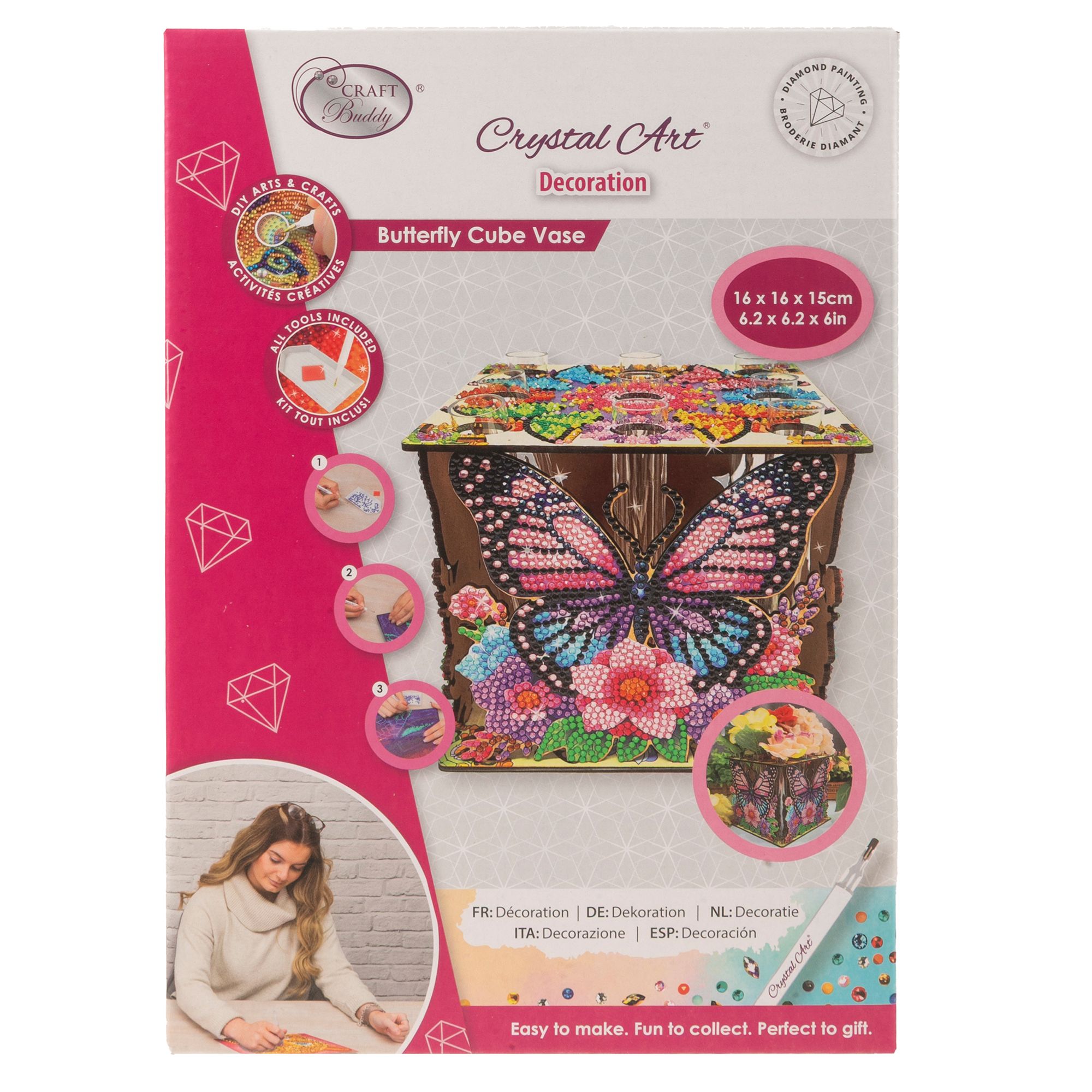 CRAFT BUDDY™ Diamond Painting-Set Blumenvase mit Reagenzgläsern 20tlg.