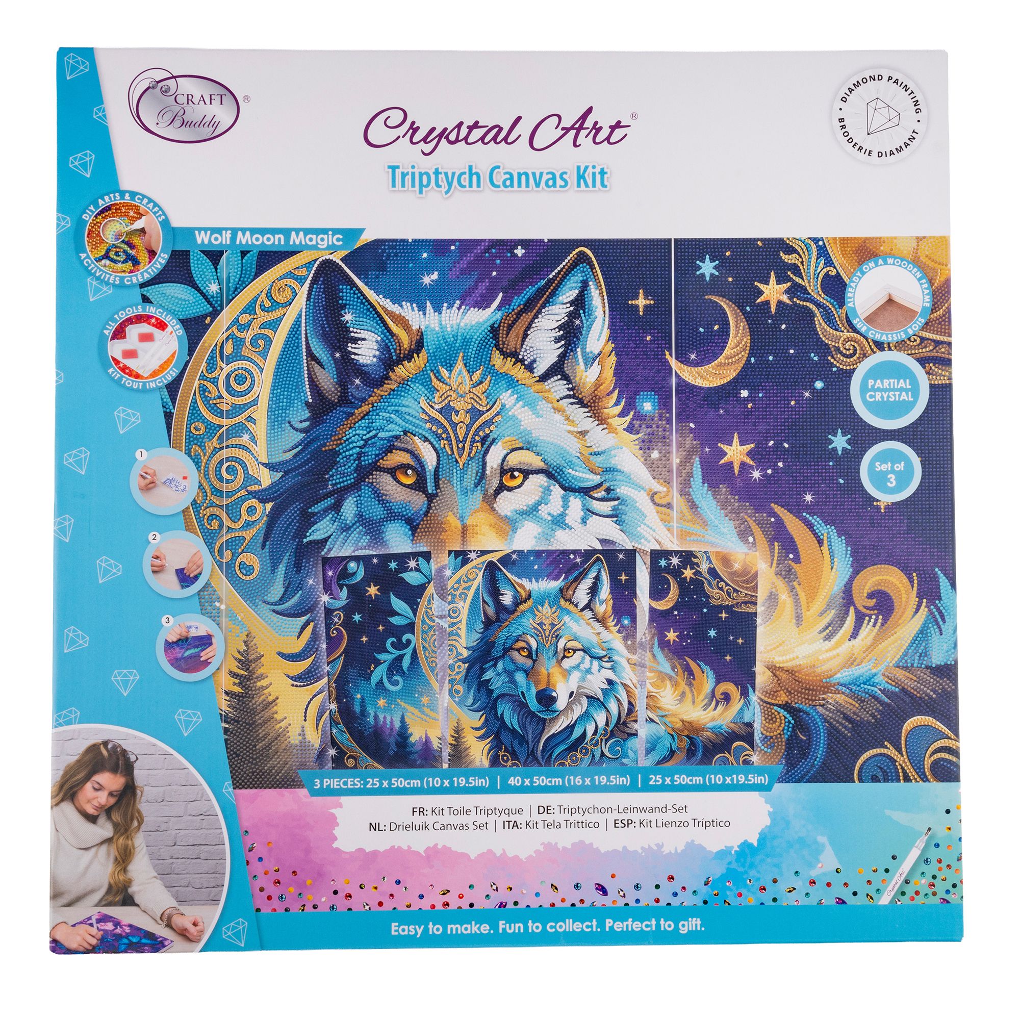 CRAFT BUDDY™ Diamond Painting-Set Triptychon Bild auf Keilrahmen 90x50cm, 10tlg.