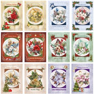 REDDY Grußkarten-Set Bewegliche Weihnachtsbouquets 48tlg.