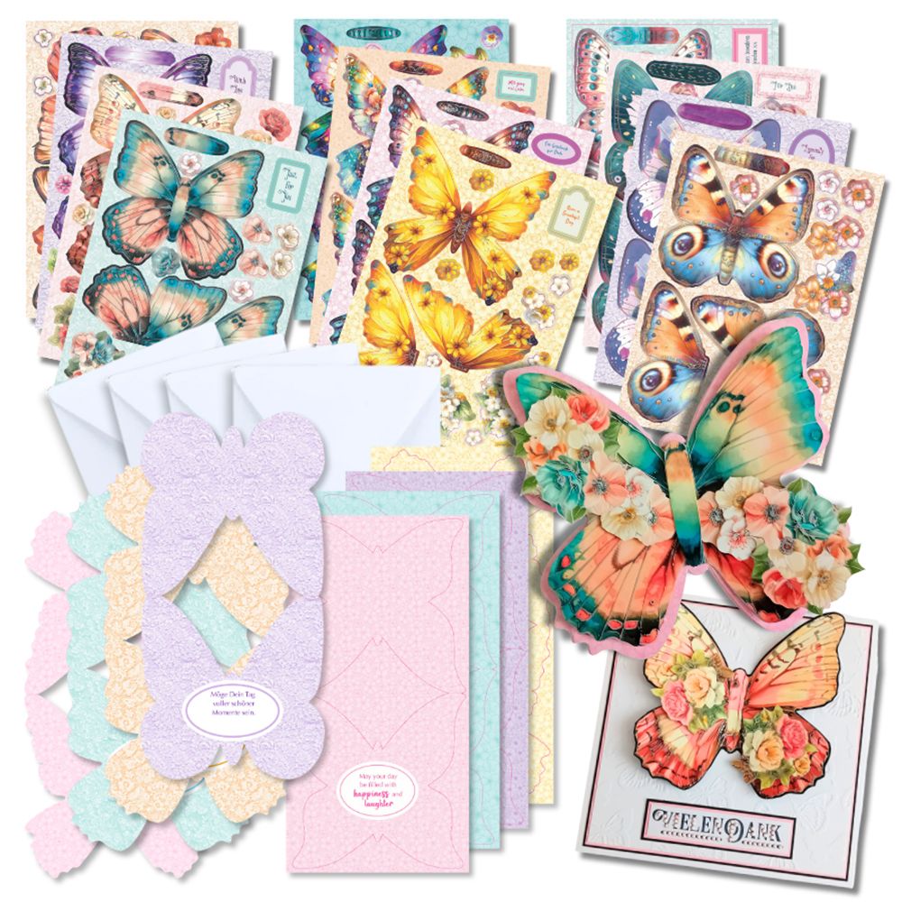 CRAFT BUDDY™ Grußkarten-Set Schmetterlinge inkl. Stanzbogen 73tlg.