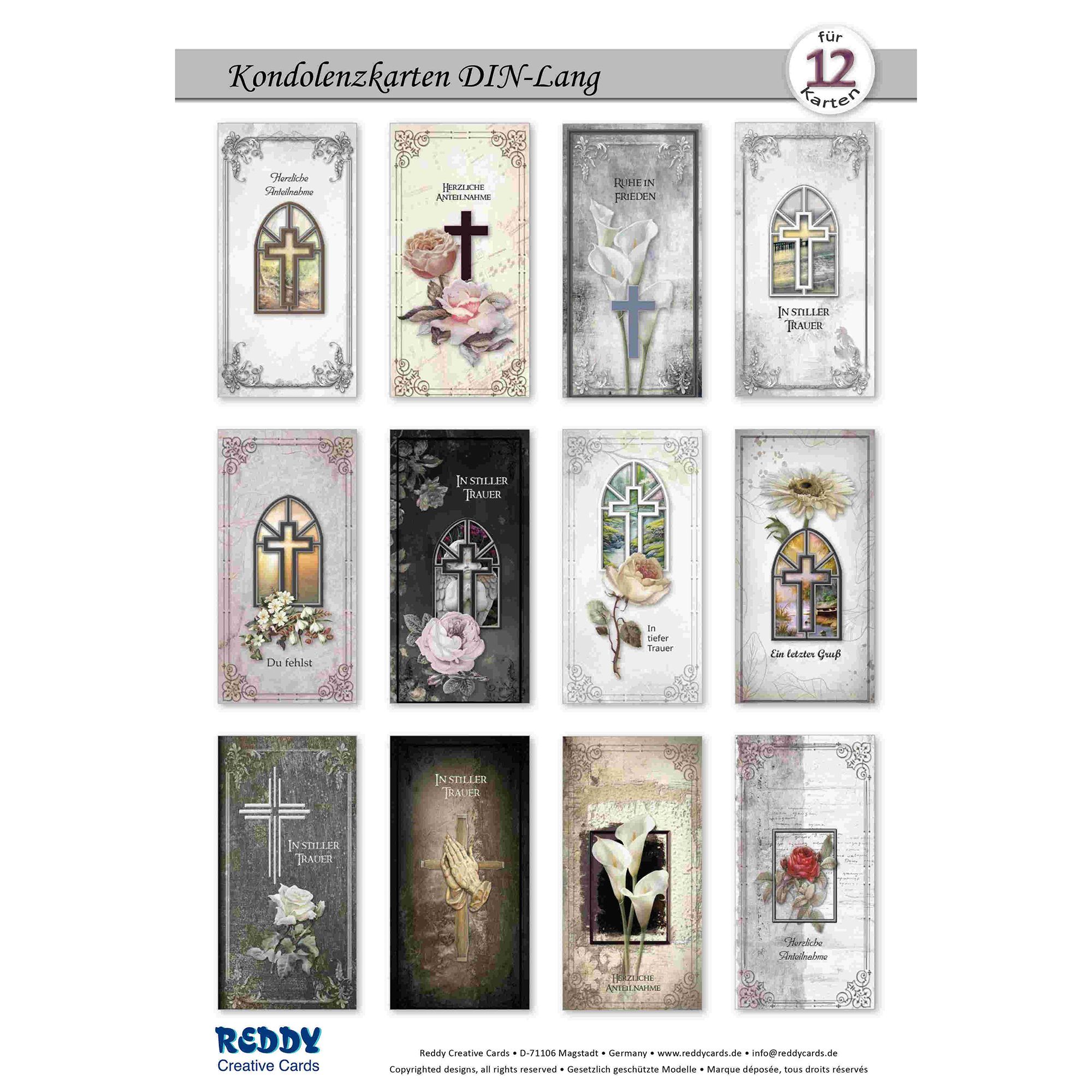 REDDY Grußkarten-Set Kondolenzkarten inkl. Stanzbogen 33tlg.