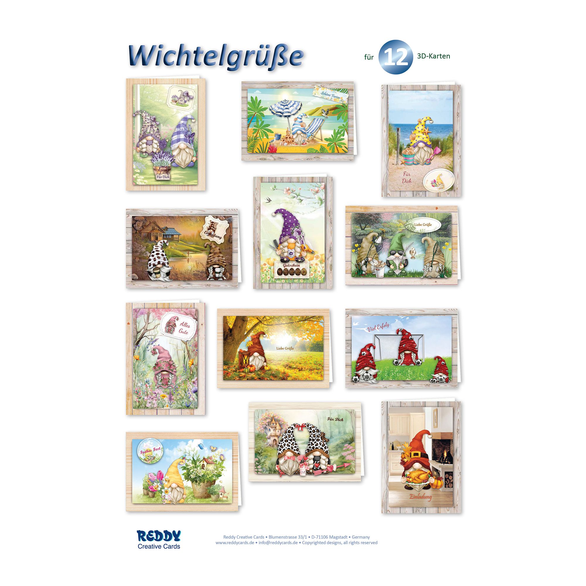 REDDY Grußkarten-Set Wichtelgrüße inkl. Stanzbogen 38tlg.