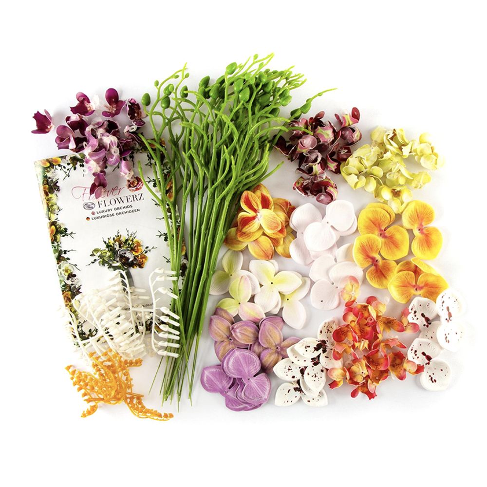 CRAFT BUDDY™ Dekofloristik-Set Orchideen versch. Farben 15tlg.