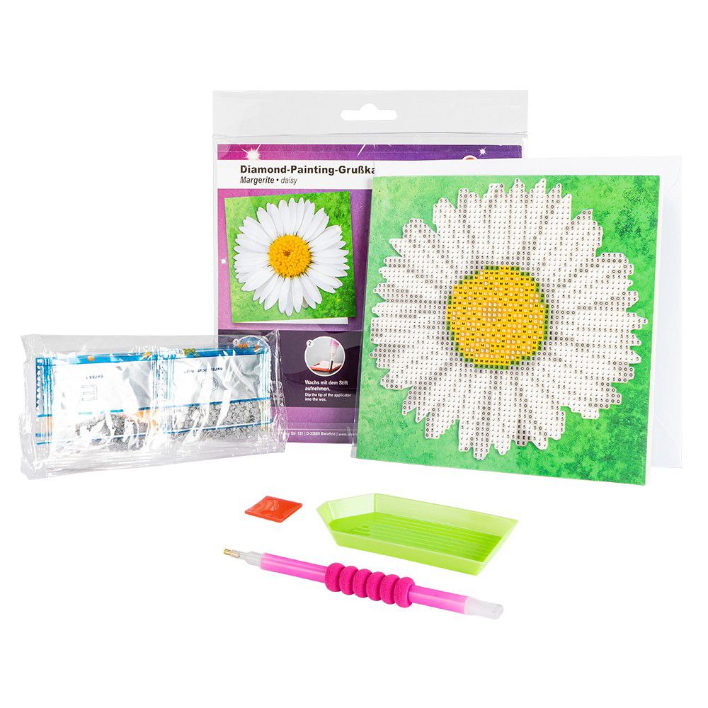KARIN JITTENMEIER Kreativ-Set Stoffblütenbänder & Diamond Painting Karten, 30tlg.
