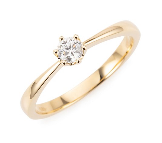 DIAMOUR Solitär-Ring 1 lupenreiner Diamant ca. 0,19ct Gold 585
