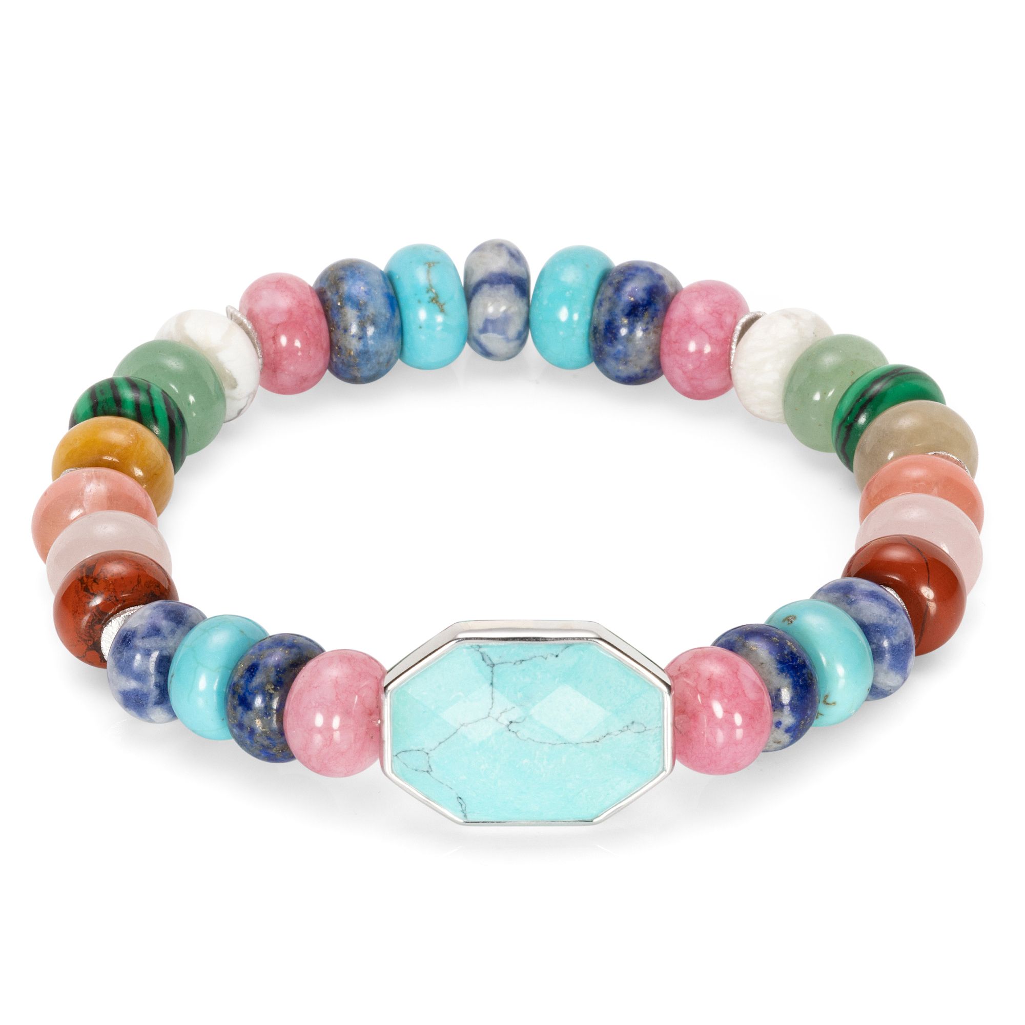 THOMAS & SOHN Edelsteine Armband flexibel Schliffmix Silber 925