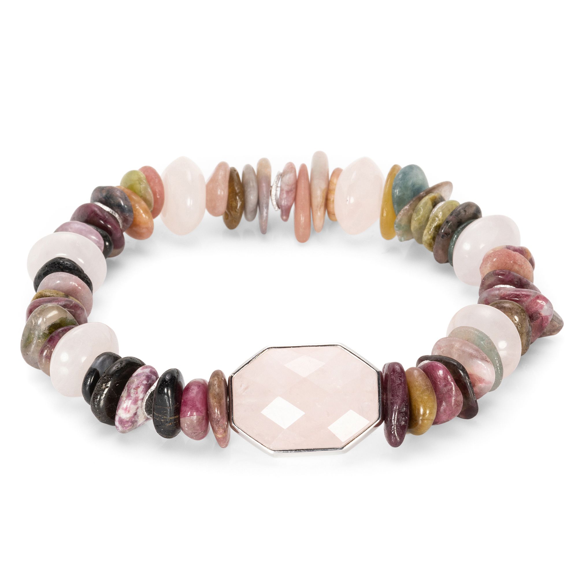 THOMAS & SOHN Edelsteine Armband flexibel Schliffmix Silber 925