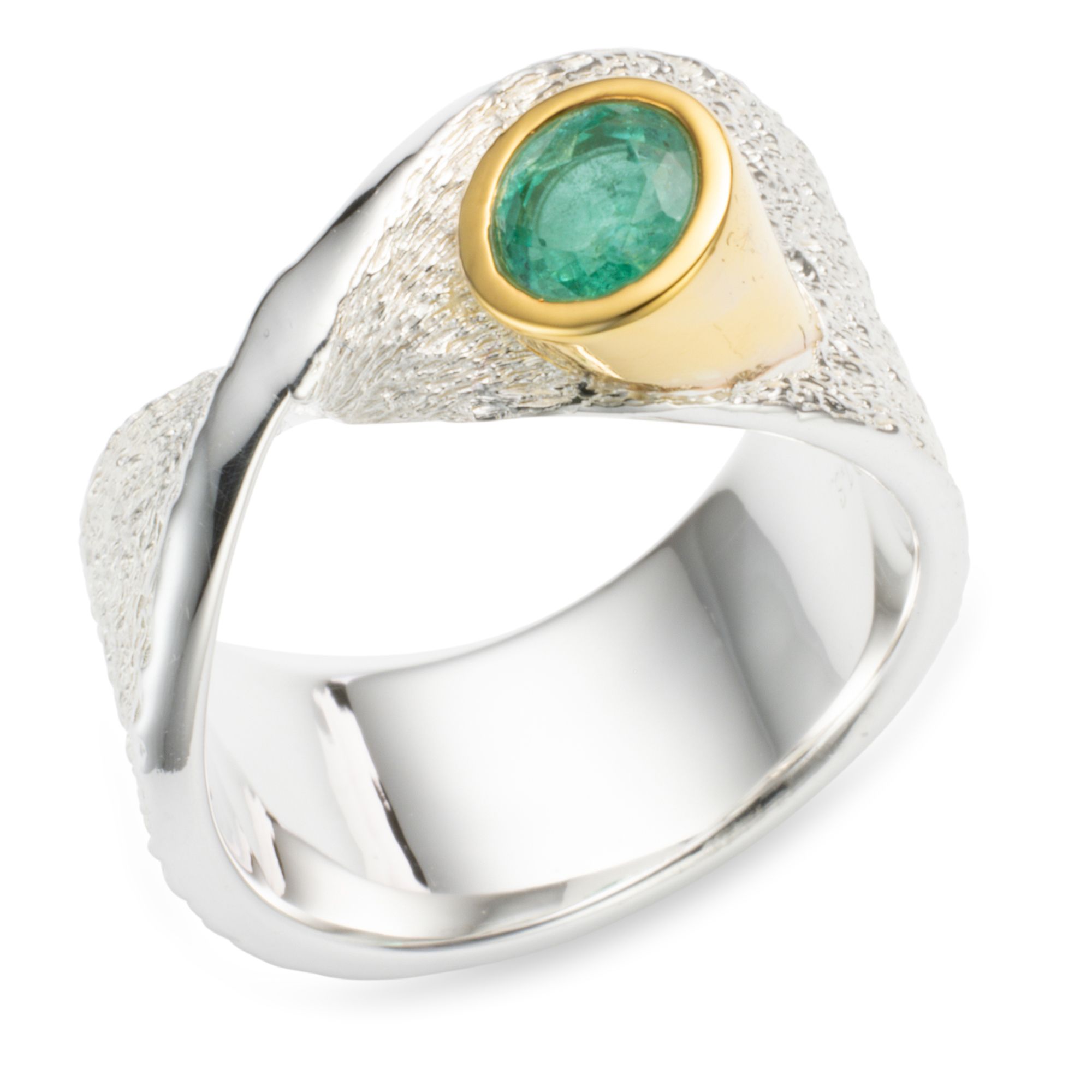 THOMAS & SOHN Smaragd ca.0,50ct Ring Rundschliff Silber Palladio