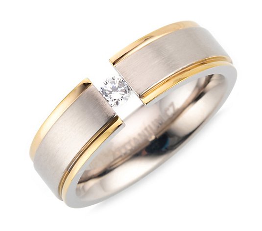 DIAMONIQUE® TITAN Spann-Ring = 0,16ct Brillantschliff