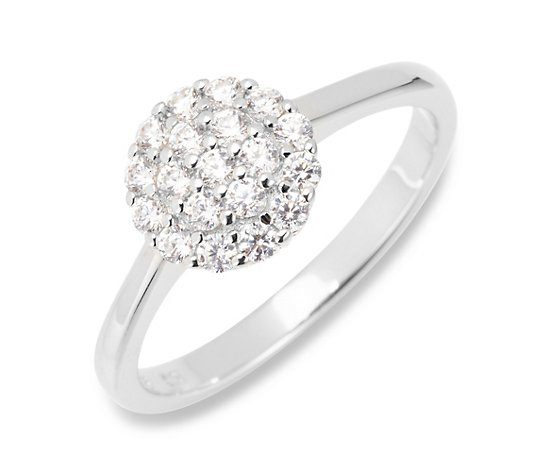 DIAMONIQUE® Ring = 0,38ct Brillantschliff Silber platinveredelt
