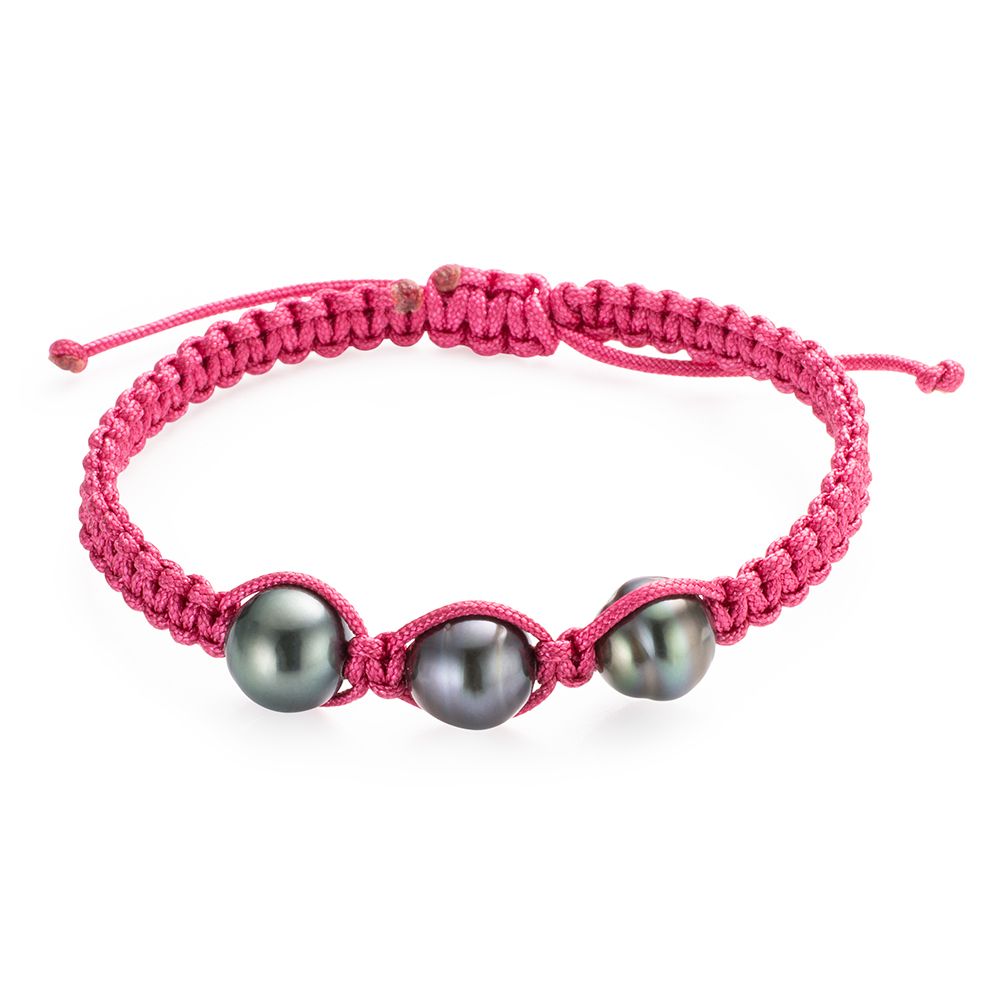 PERLEA Makramee-Armband Tahitizucht- perlen 9-11mm Tragelänge ca. 18cm