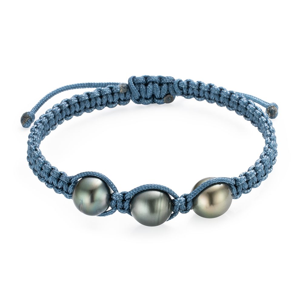 PERLEA Makramee-Armband Tahitizucht- perlen 9-11mm Tragelänge ca. 18cm